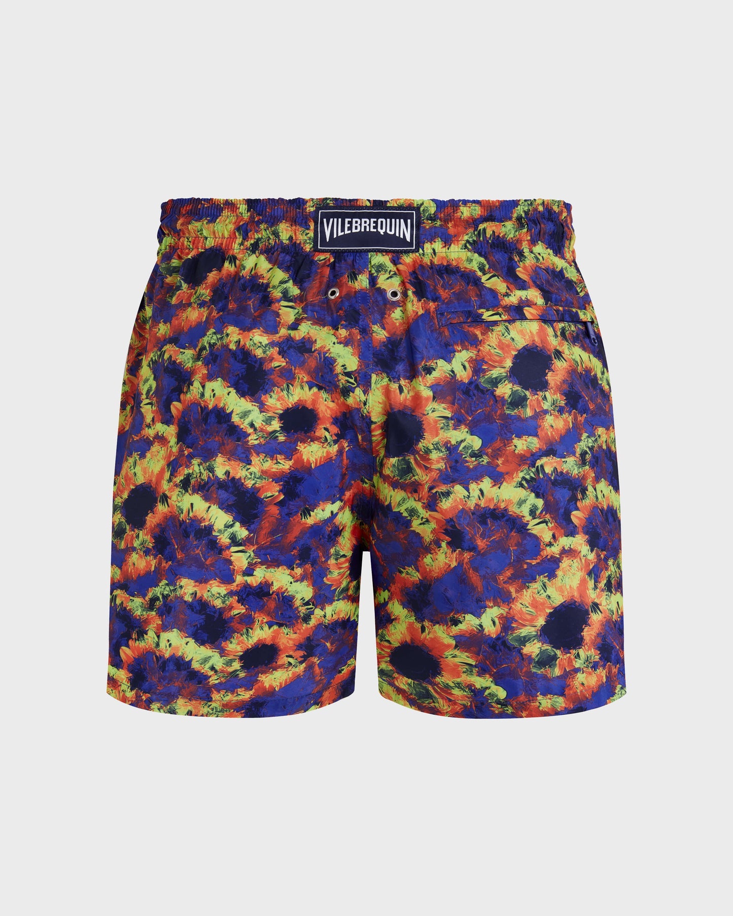 Vilebrequin Men Ultra-light and packable Swim Trunks Sunflowers - Blue Versailles