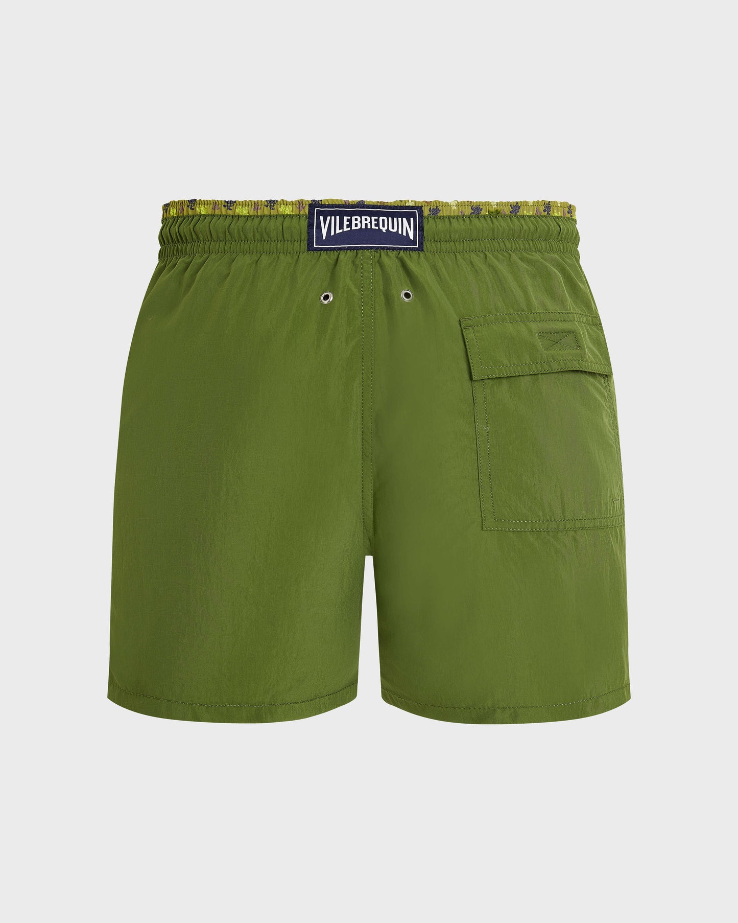 Vilebrequin Men Swim Trunks Bicolor Micro Ronde des Tortues - Green Militaire