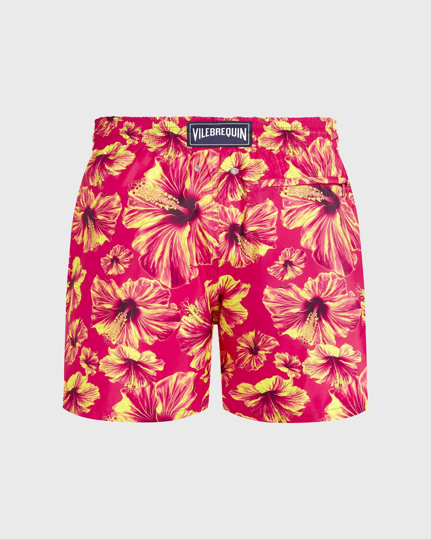 Vilebrequin Men Ultra-light and packable Swim Trunks Macro Hibiscus - Pink Eclaireur