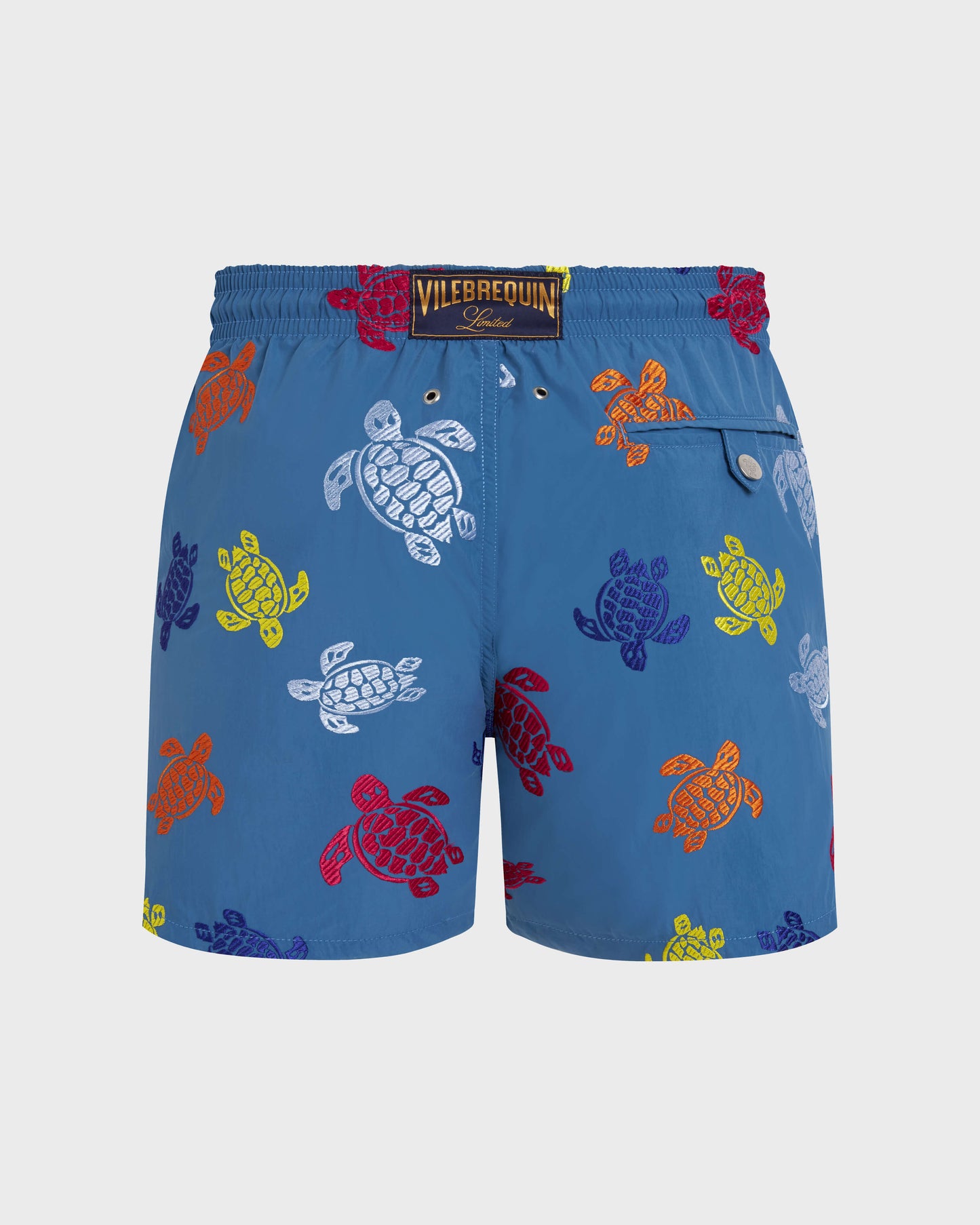 Vilebrequin Men Embroidered Swim Trunks Ronde des Tortues - Limited Edition - Blue Calanque