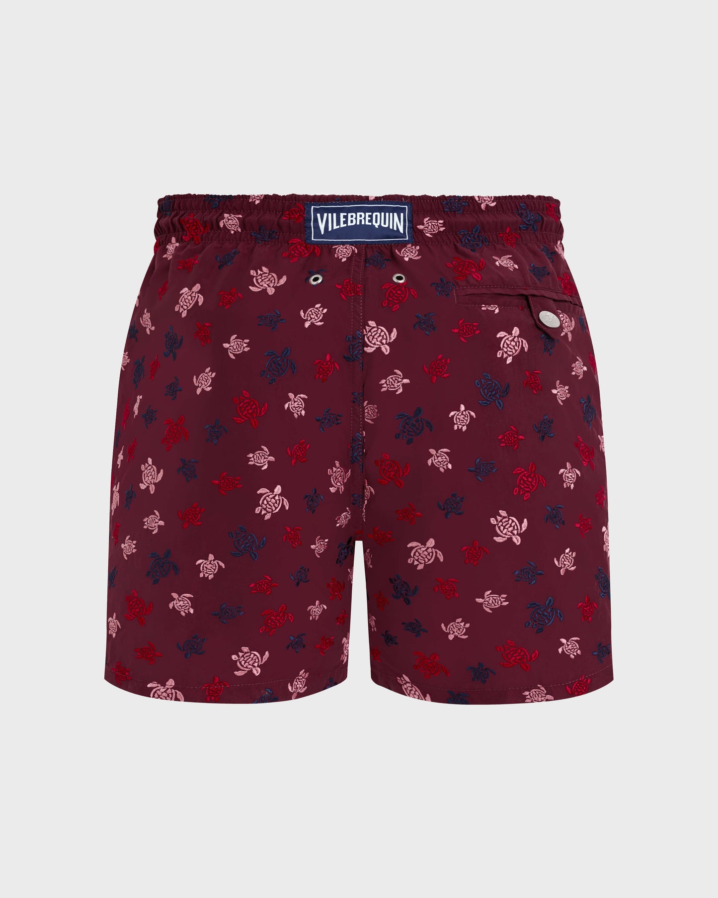 Vilebrequin Men Swim Shorts Embroidered Micro Ronde Des Tortues - Limited Edition - Red Bacchus