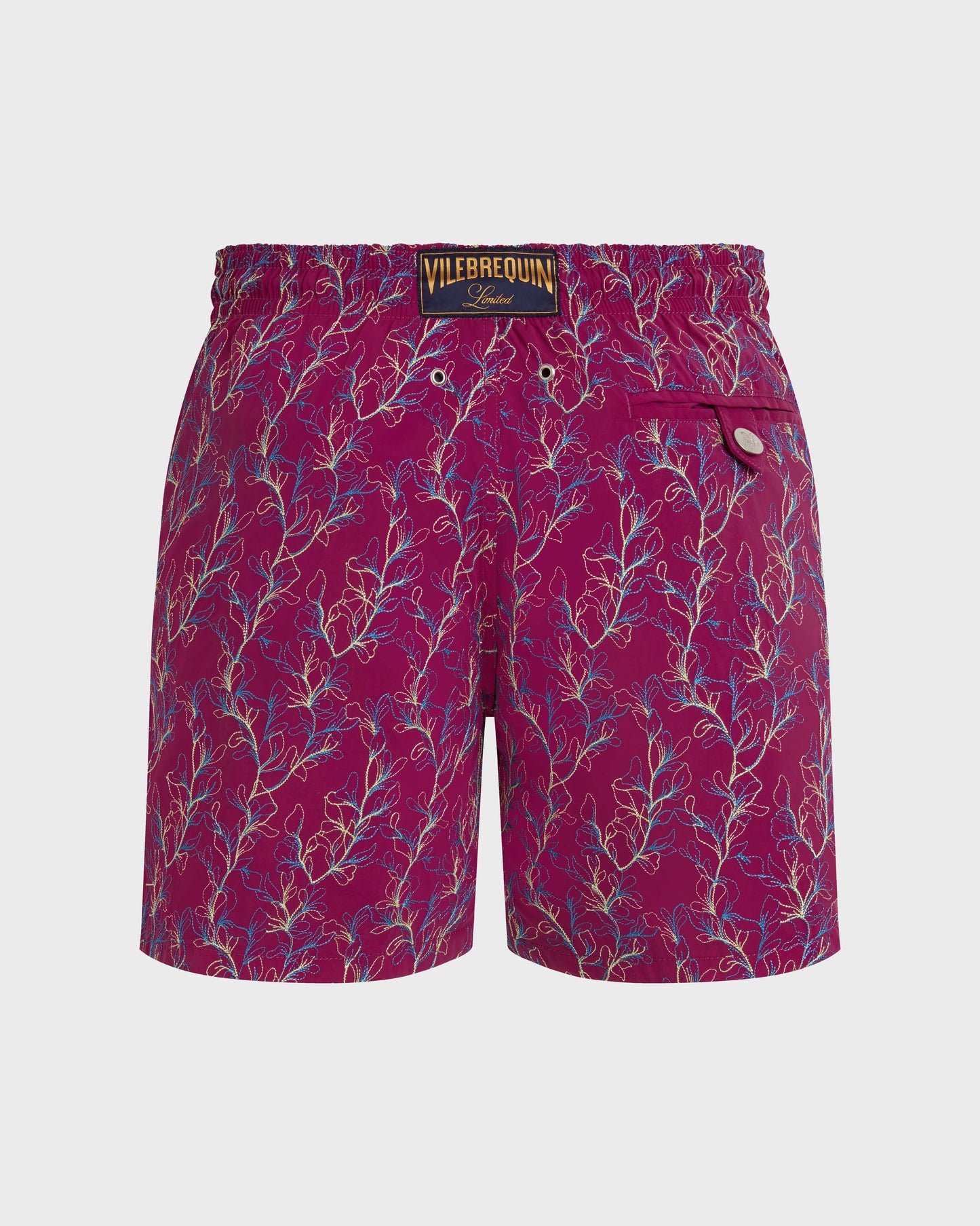 Vilebrequin Men Embroidered Swim Trunks X-Ray Seaweed - Limited Edition - Red Crimson purple