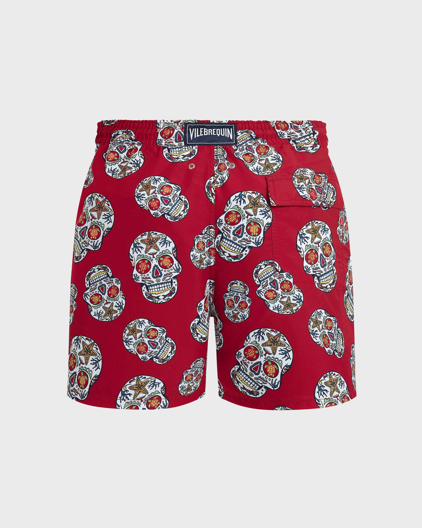 Vilebrequin Men Red Swim Trunks Día de Muertos