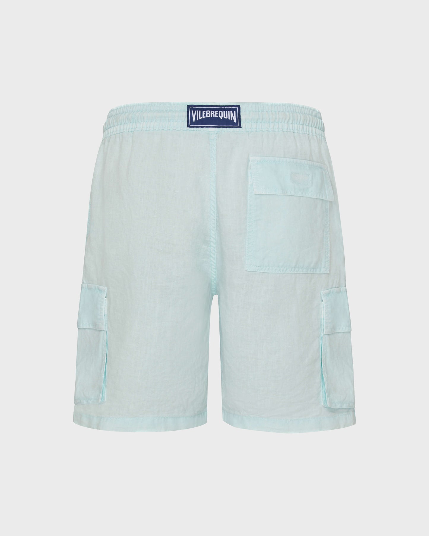Vilebrequin Men Linen Bermuda Shorts Cargo Pockets Natural Dye - Blue Pacific