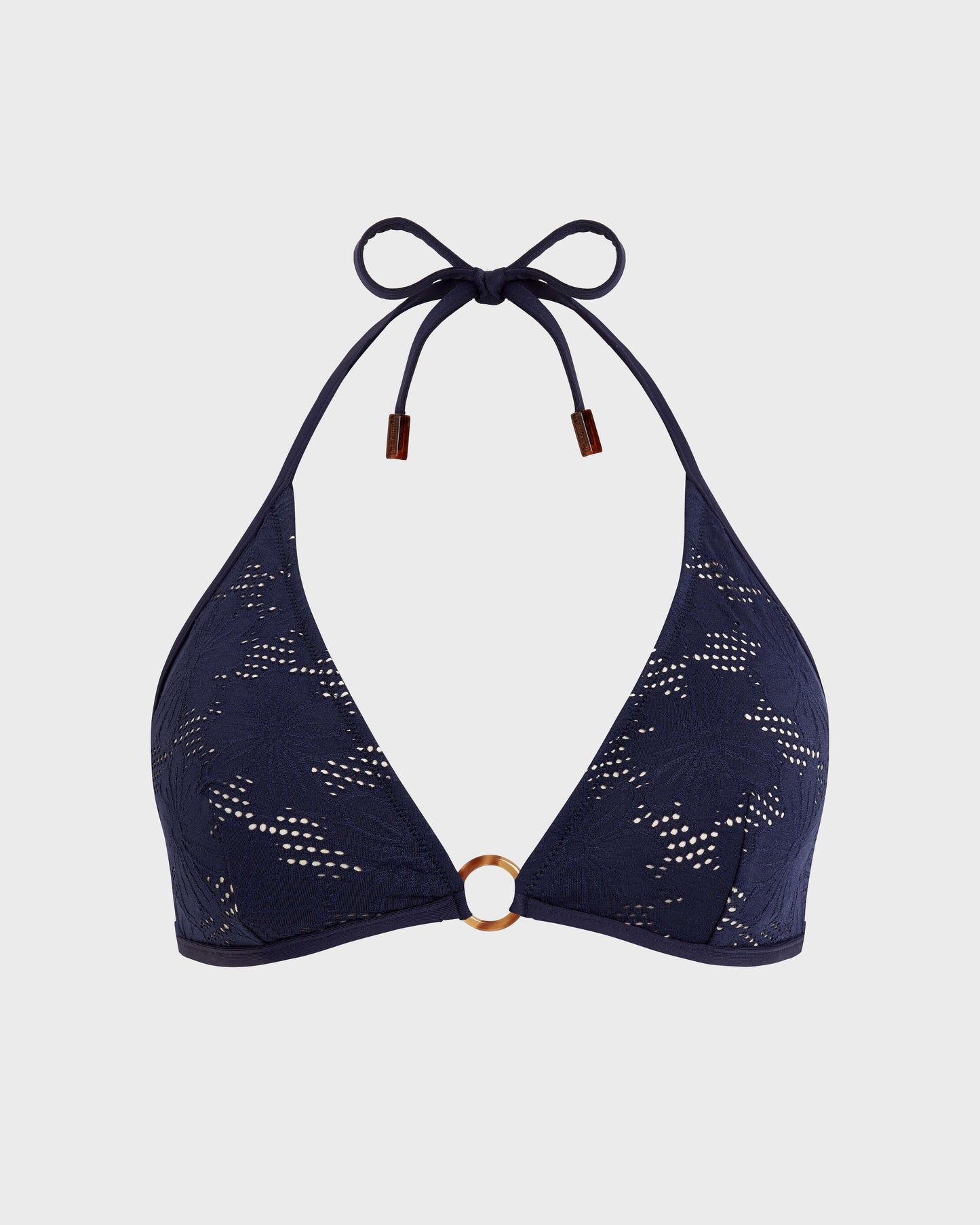 Vilebrequin Women Triangle Bikini Top Jacquard Fleur Broderie Anglaise - Blue Navy