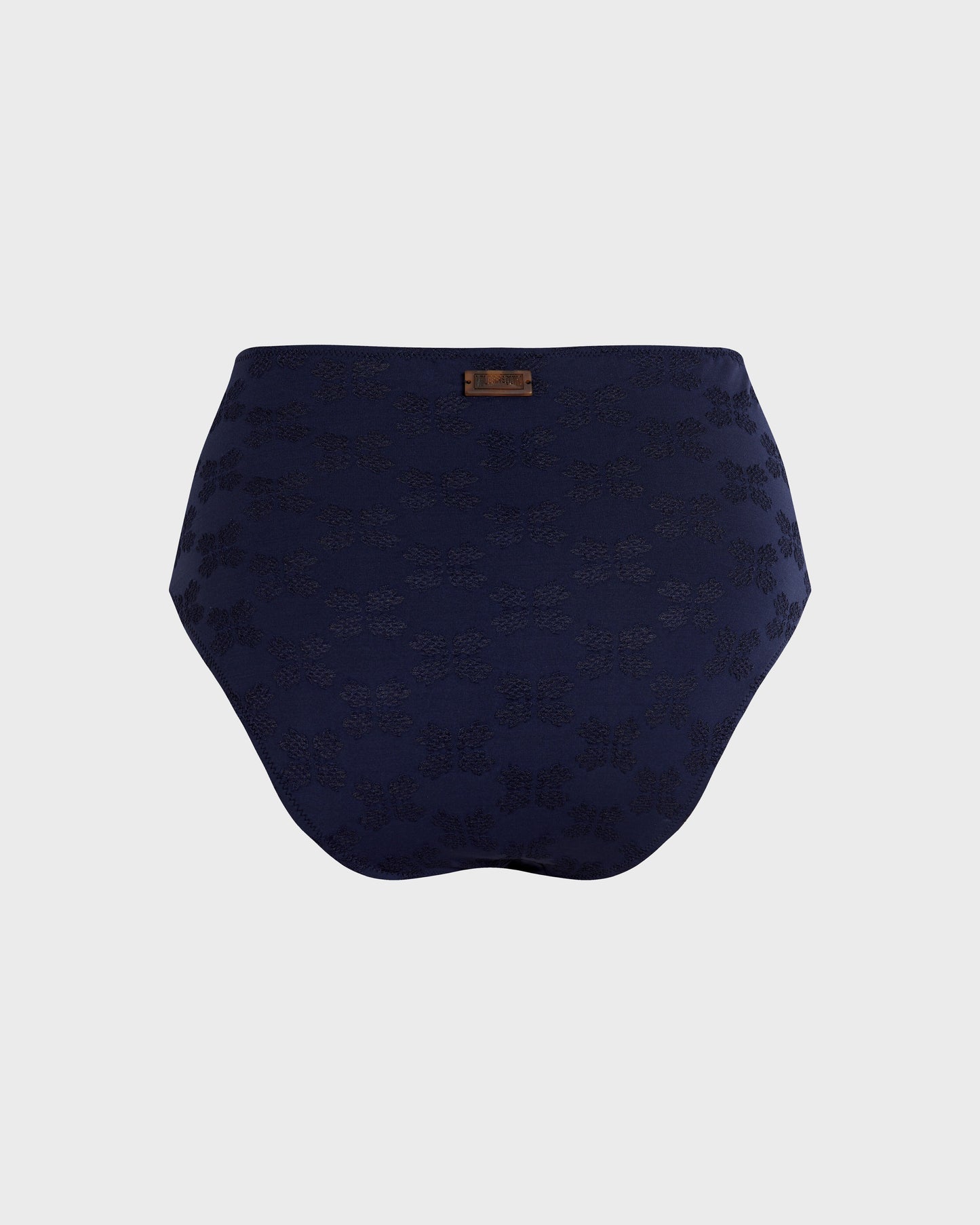 Vilebrequin Women High-waisted Bikini Bottom Turtle Monogram Jacquard - Blue Navy