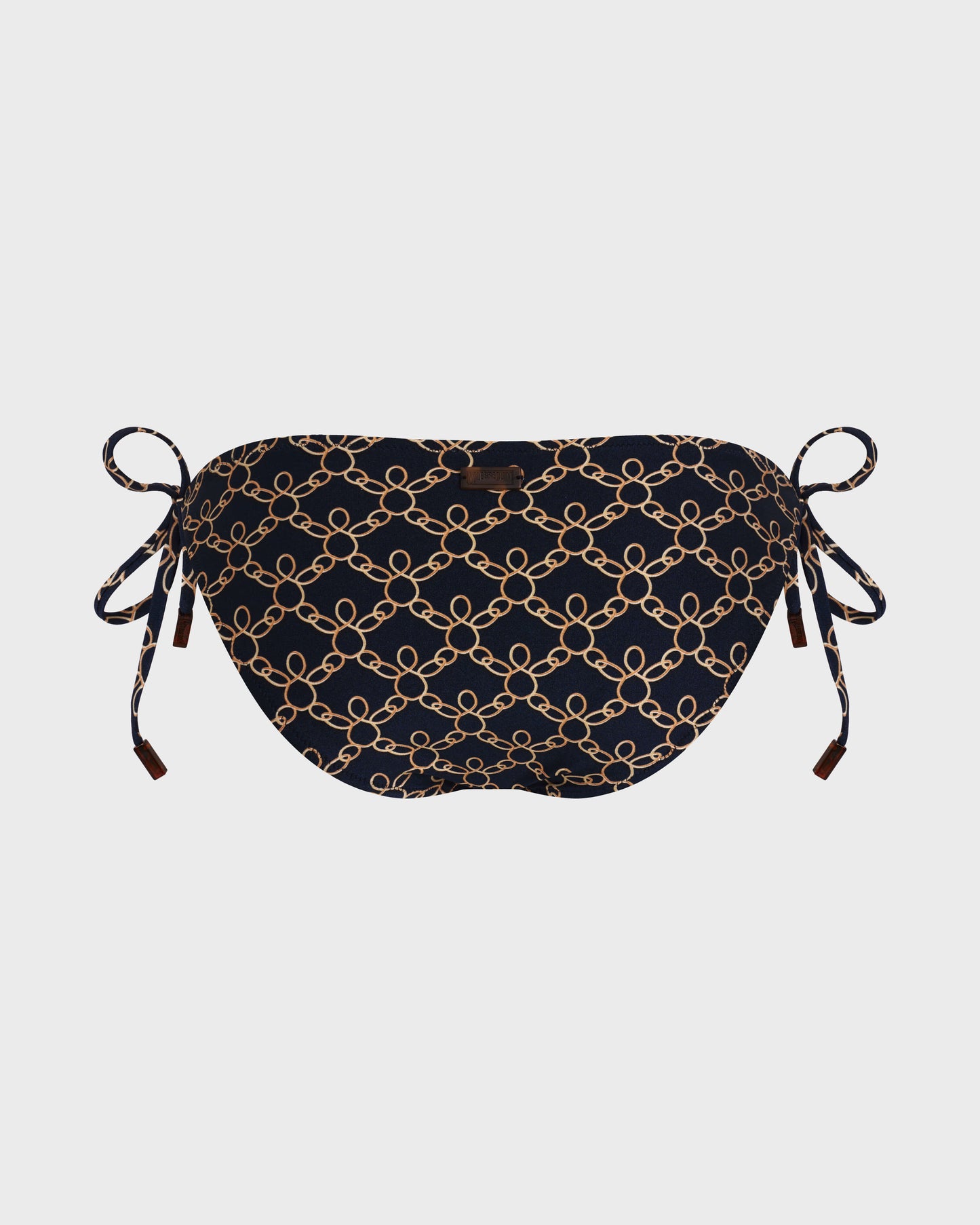 Vilebrequin Women Side Tie Bikini Bottom Turtles Chain - Blue Navy