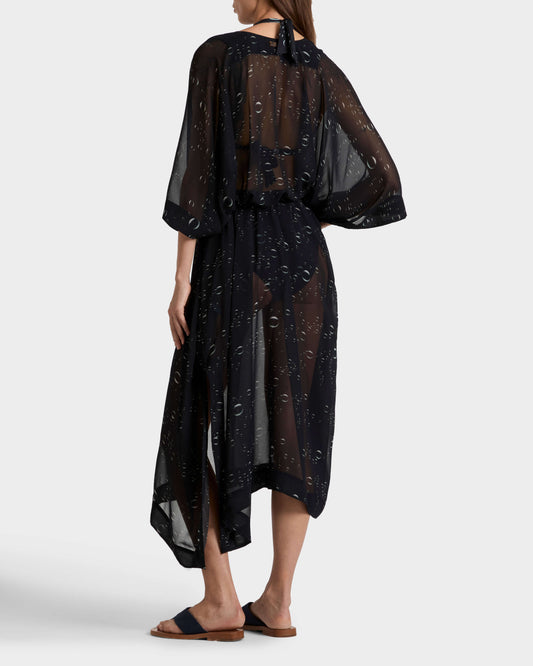 Vilebrequin Women Long Crêpe Georgette Kaftan Bubble 3D - Black