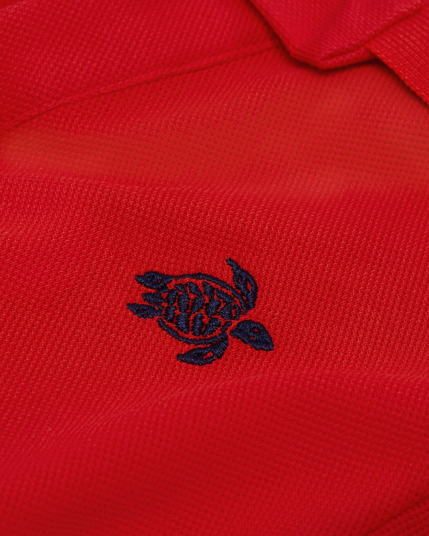 Vilebrequin Boys Boys Pique Cotton Polo Embroidered Turtle - Poppy red