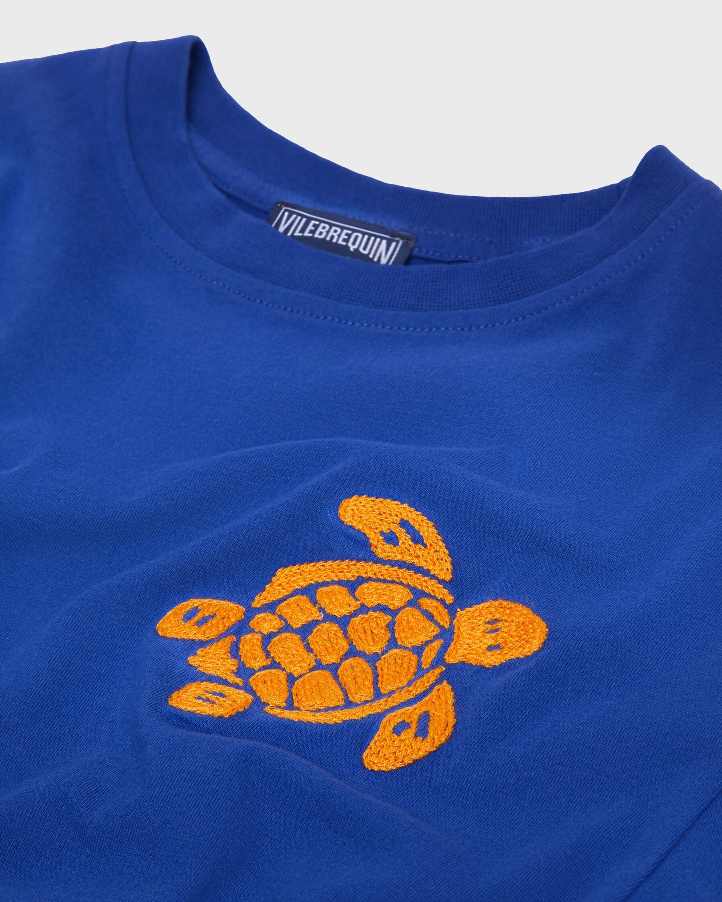 Vilebrequin Boys Boys Organic Cotton T-shirt Embroidered Turtle - Blue Marrakech