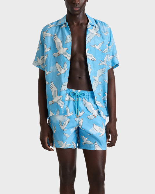 Vilebrequin Men Swim Trunks Doves - VBQ x 3.PARADIS - Blue Jaipuy