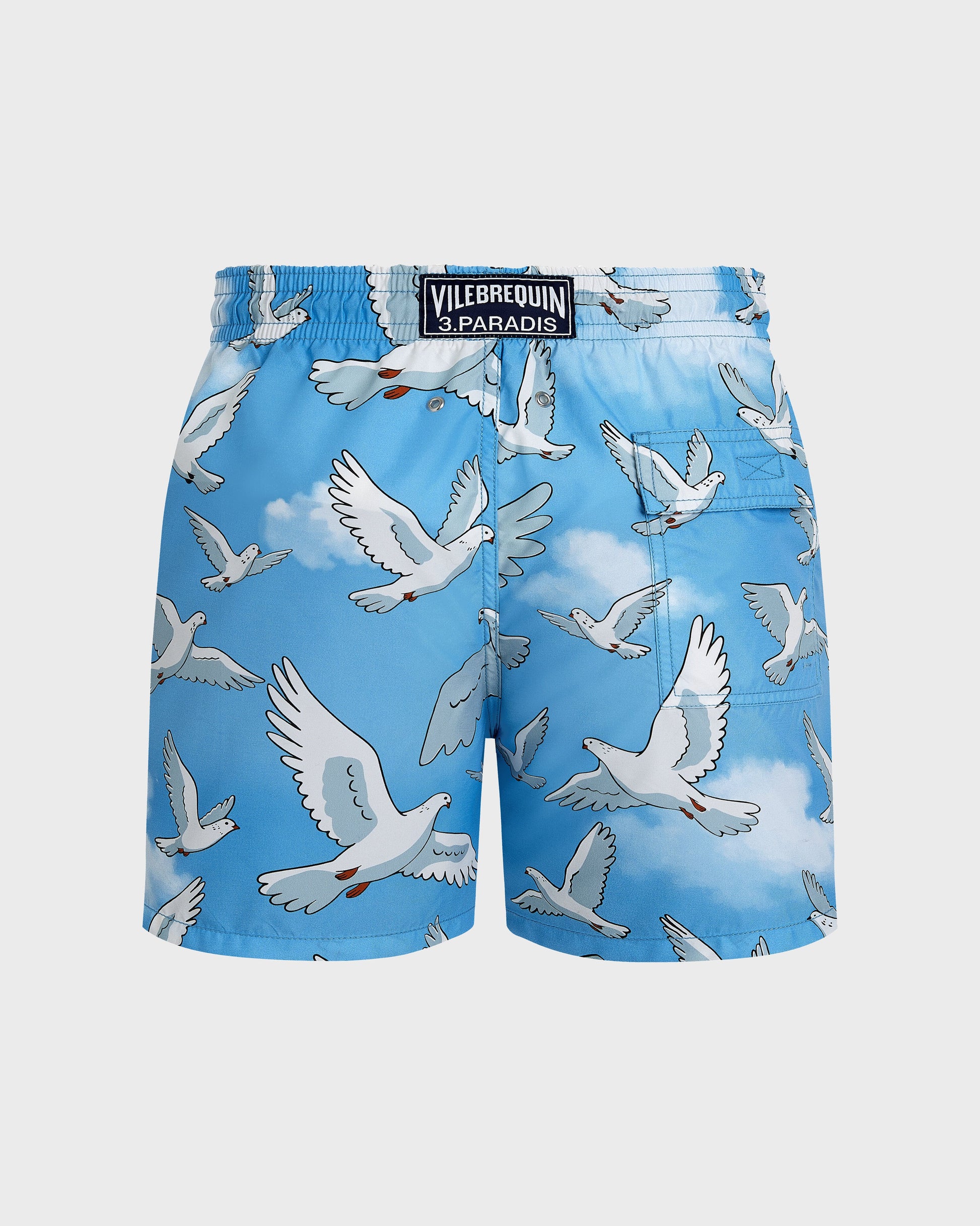 Vilebrequin Men Swim Trunks Doves - VBQ x 3.PARADIS - Blue Jaipuy