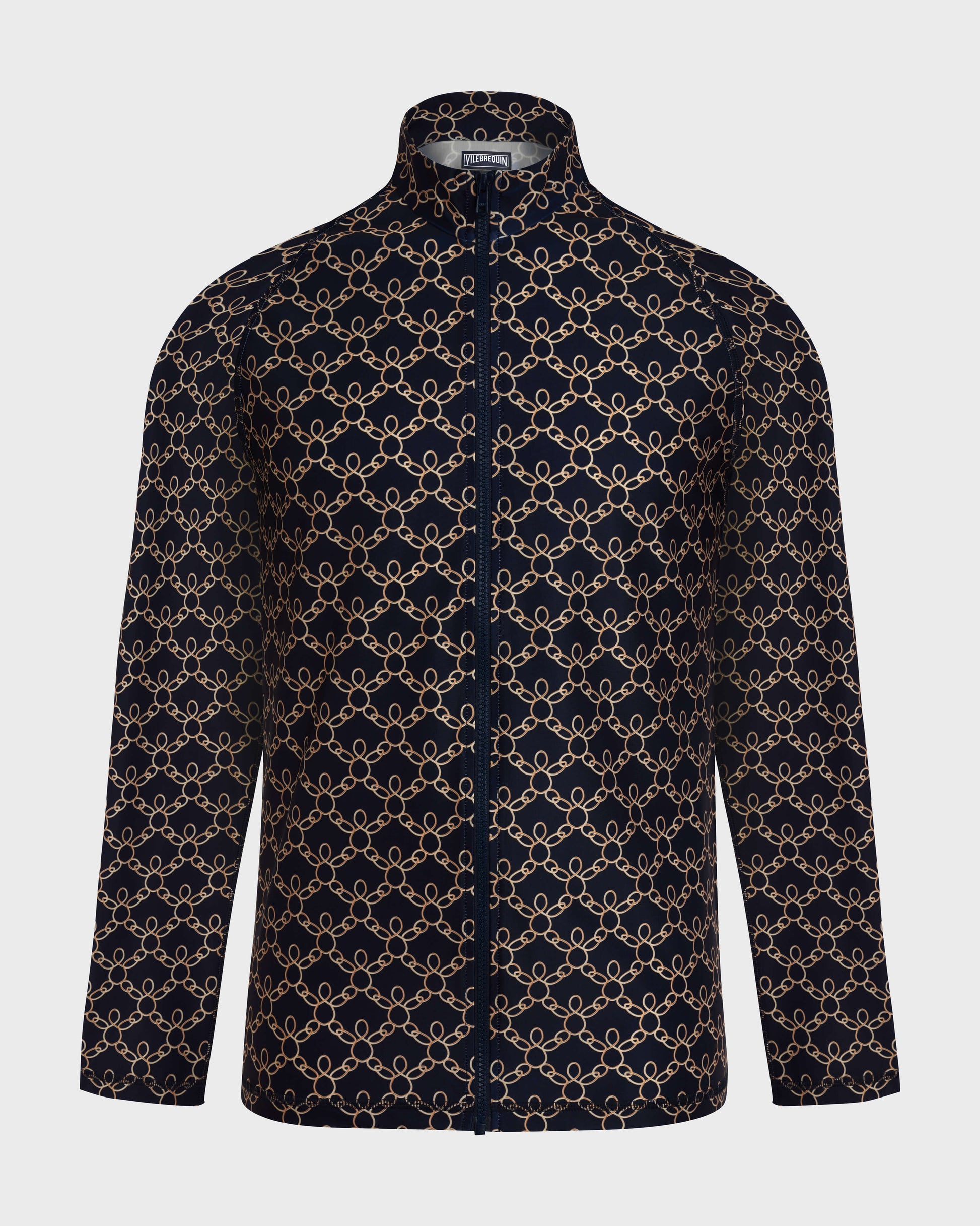 Vilebrequin Men Zipped Long Sleeves Rashguard Turtles Chain - Blue Navy