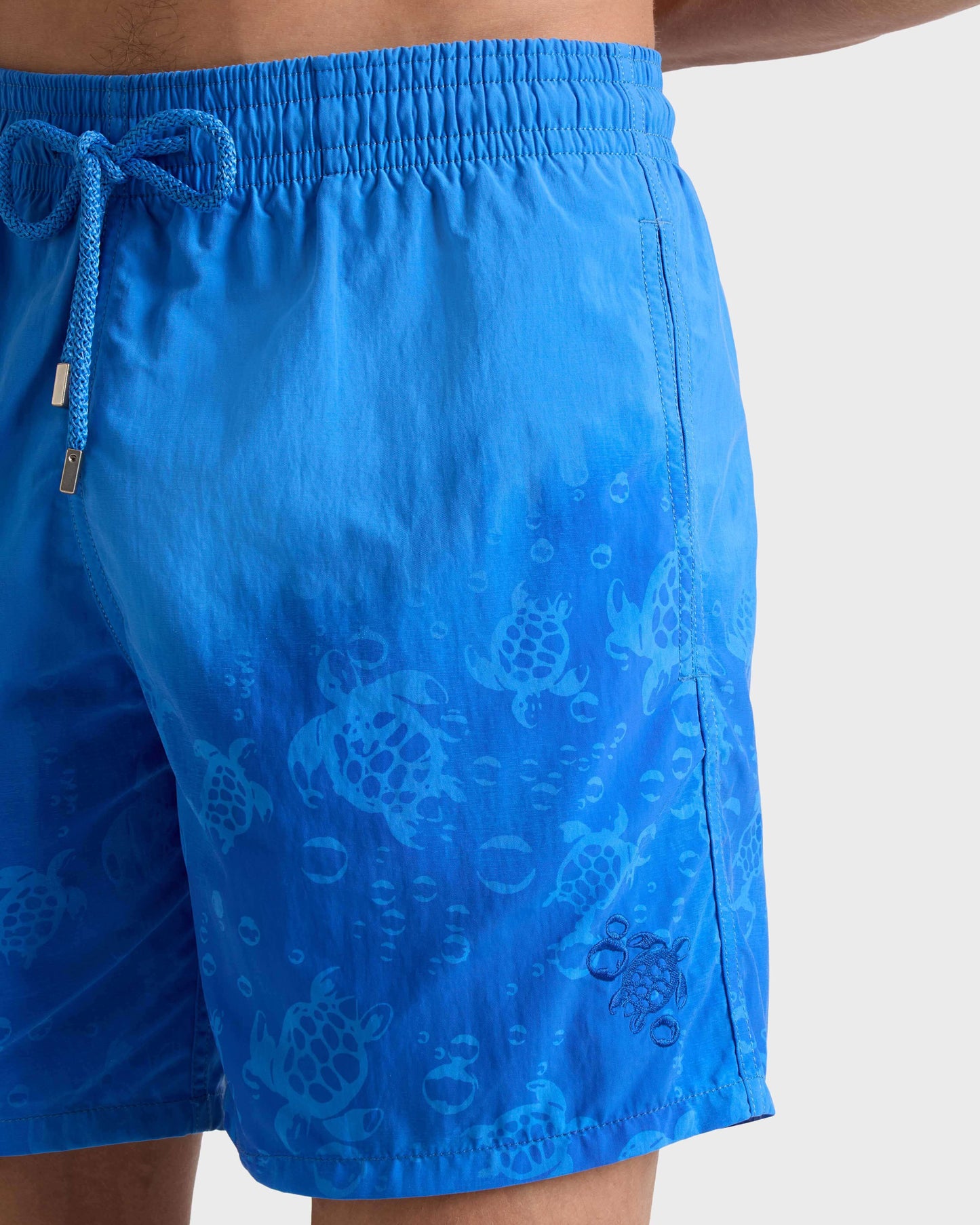 Vilebrequin Men Swim Trunks Water-reactive Bubble Turtles 3D - Blue Earthenware