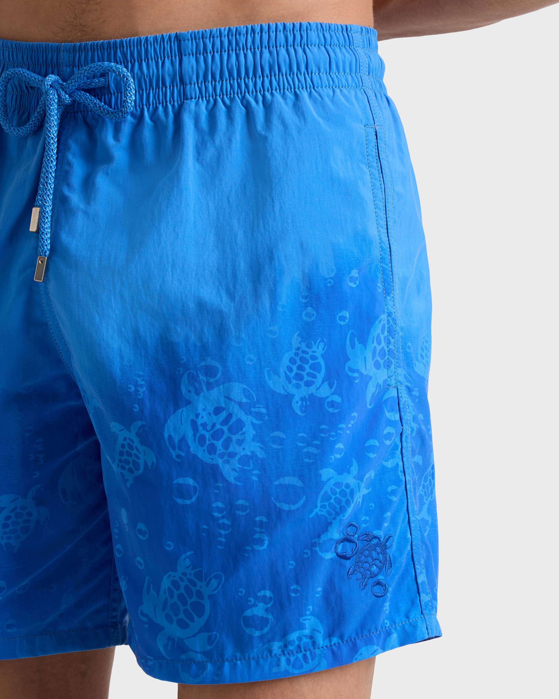 Vilebrequin Men Swim Trunks Water-reactive Bubble Turtles 3D - Blue Earthenware