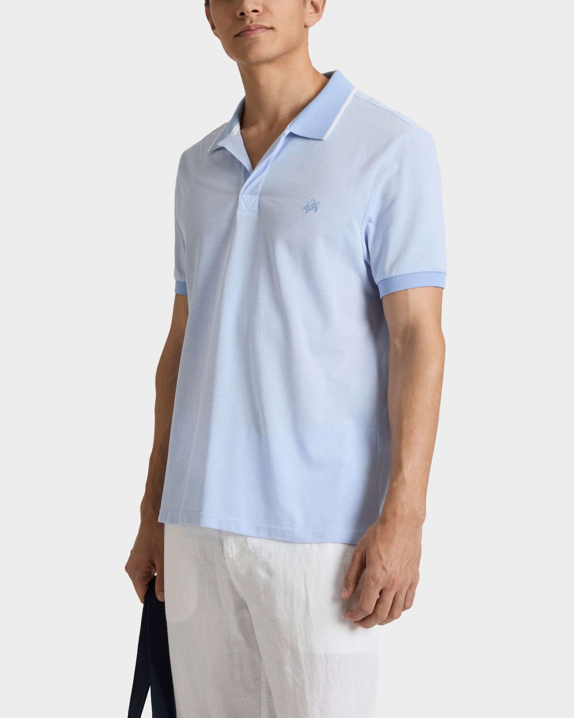 Vilebrequin Men Cotton Polo Shirt Solid - Blue Cloudy