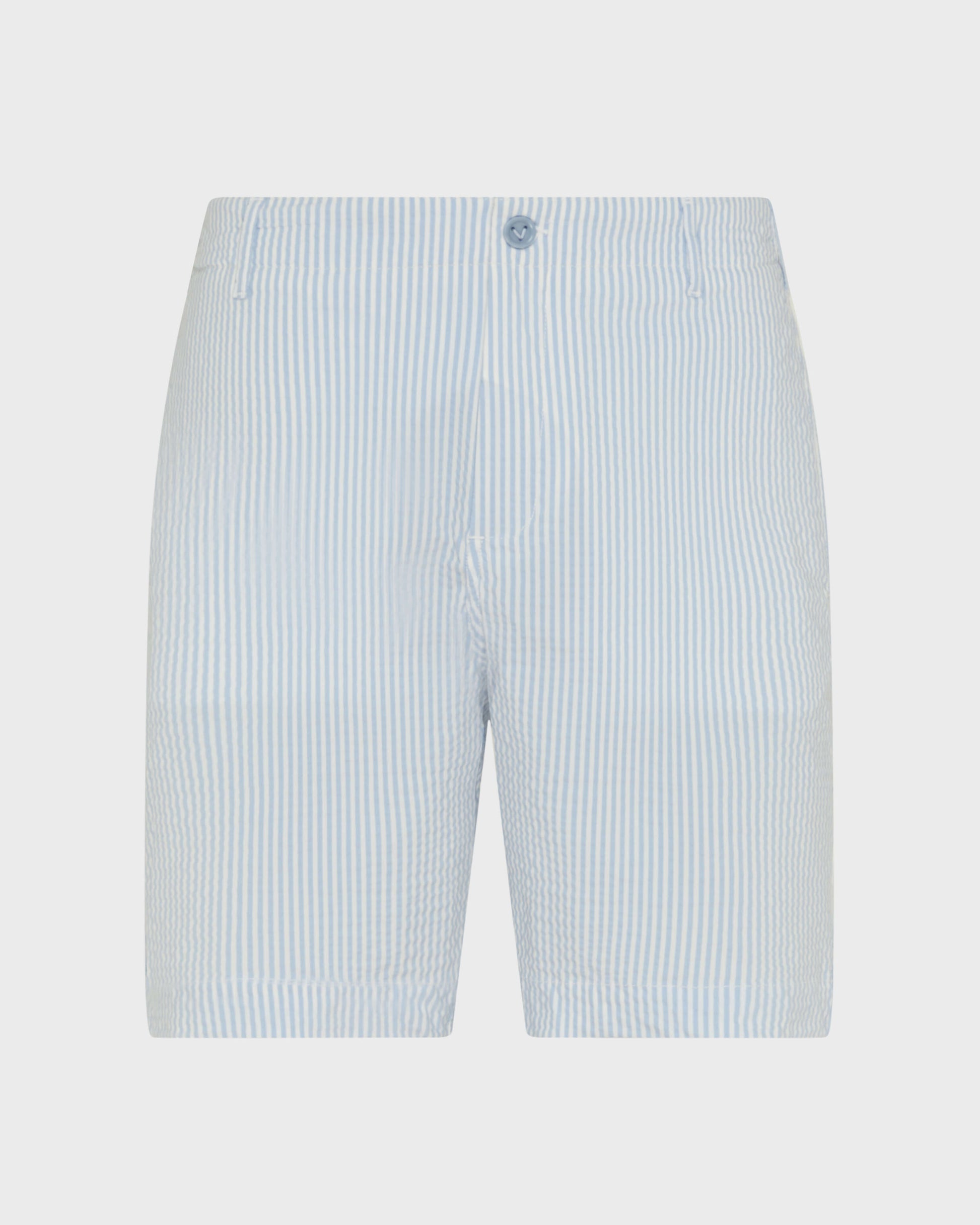 Vilebrequin Men Stretch Cotton Bermuda Shorts Seersuckers Stripes - Blue Cloudy