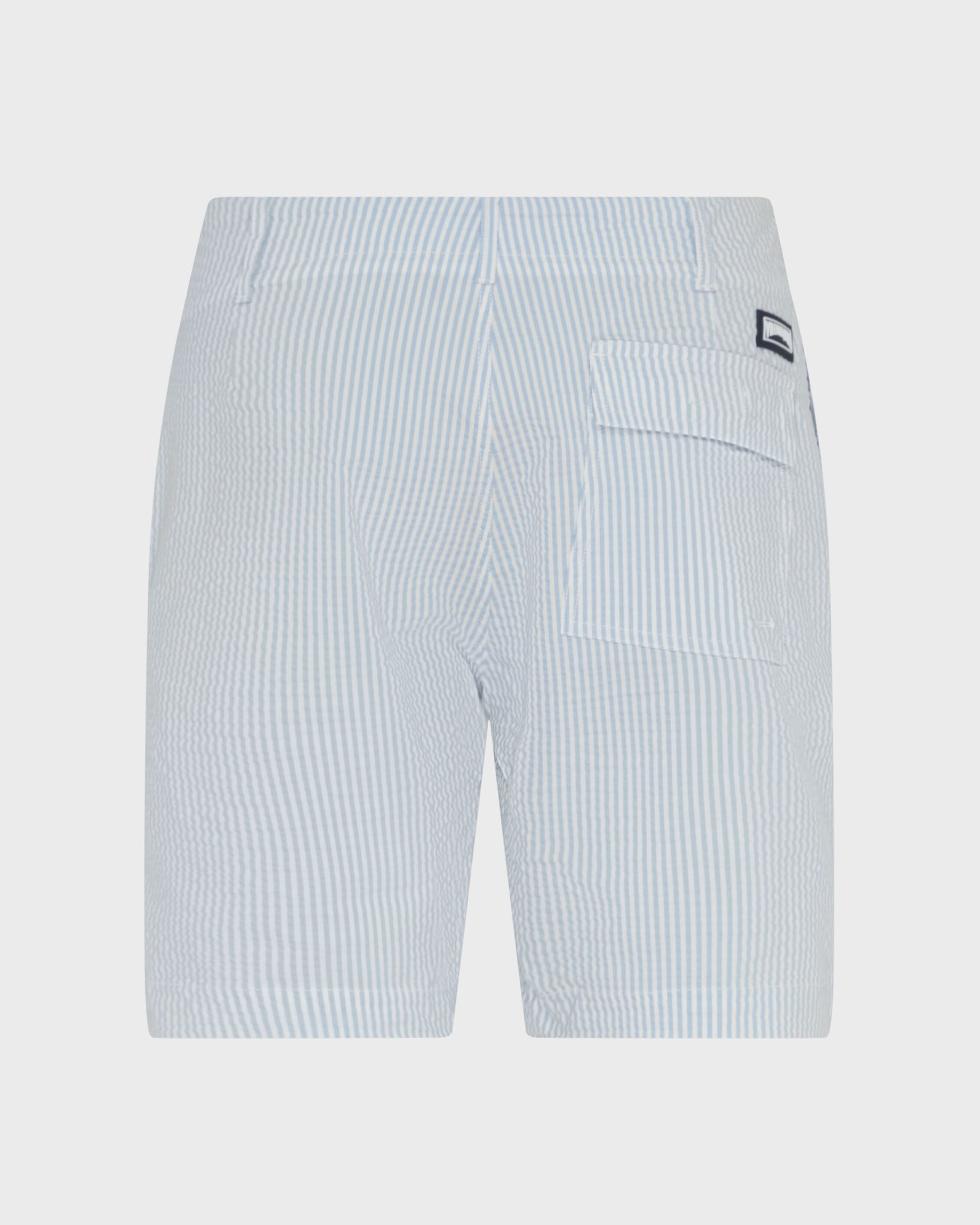 Vilebrequin Men Stretch Cotton Bermuda Shorts Seersuckers Stripes - Blue Cloudy