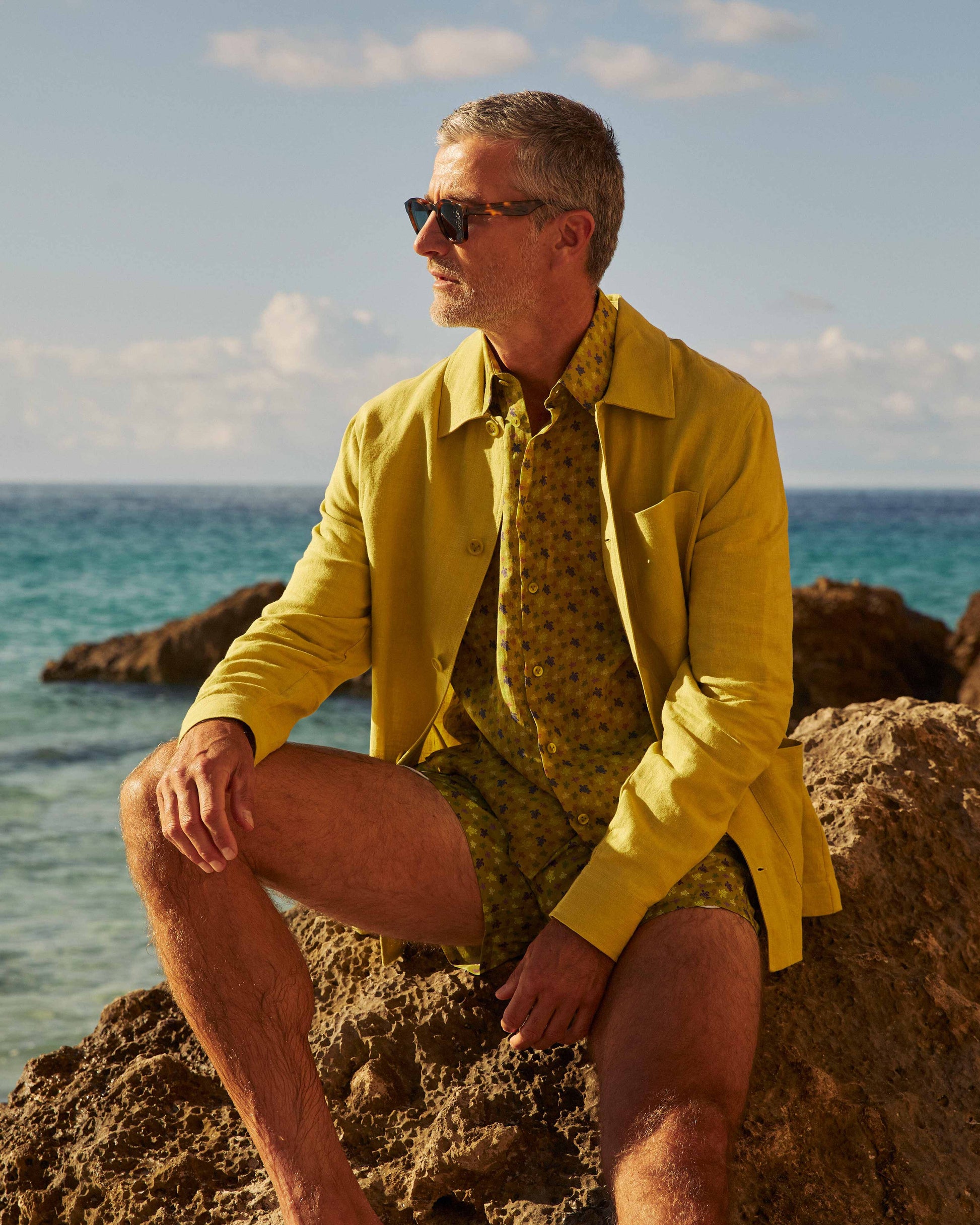 Vilebrequin Men Linen Overshirt Solid - Green Wormwood