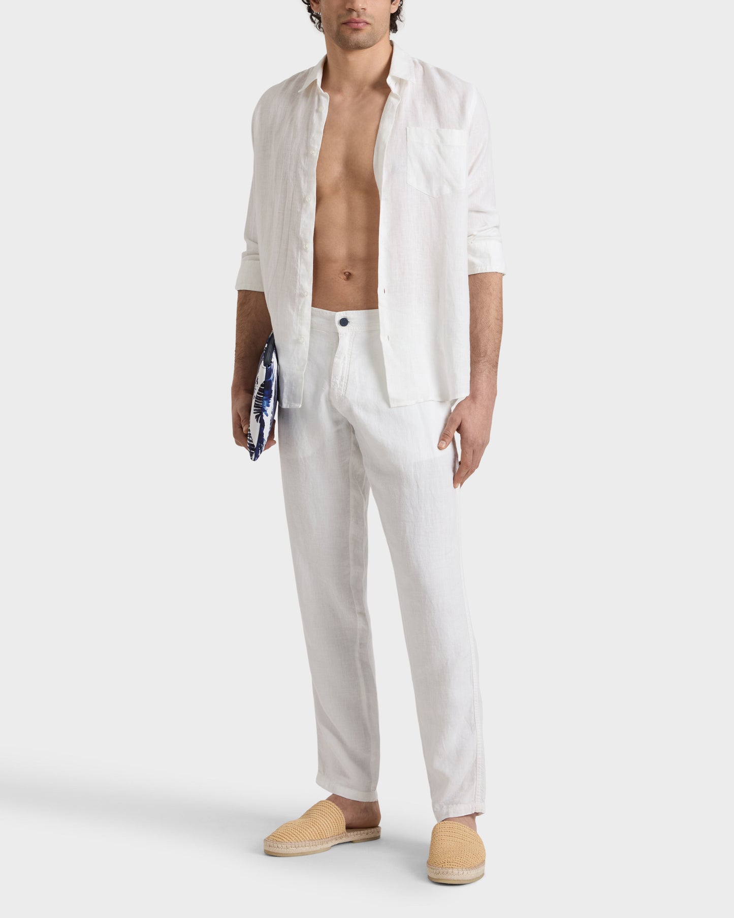 Vilebrequin Men Straight Linen Pants Solid - White Pants