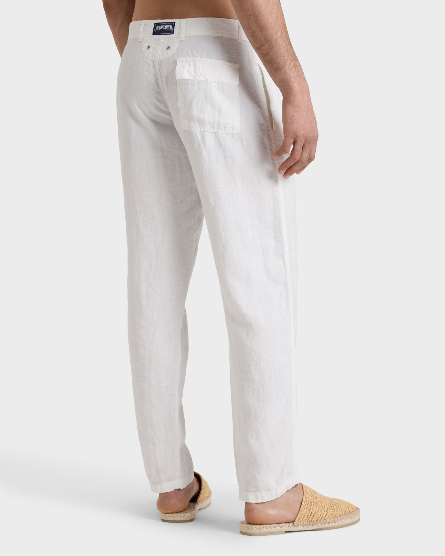 Vilebrequin Men Straight Linen Pants Solid - White Pants