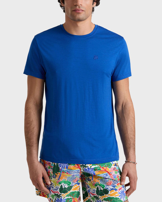 Vilebrequin Men Wool T-shirt Solid - Sea blue