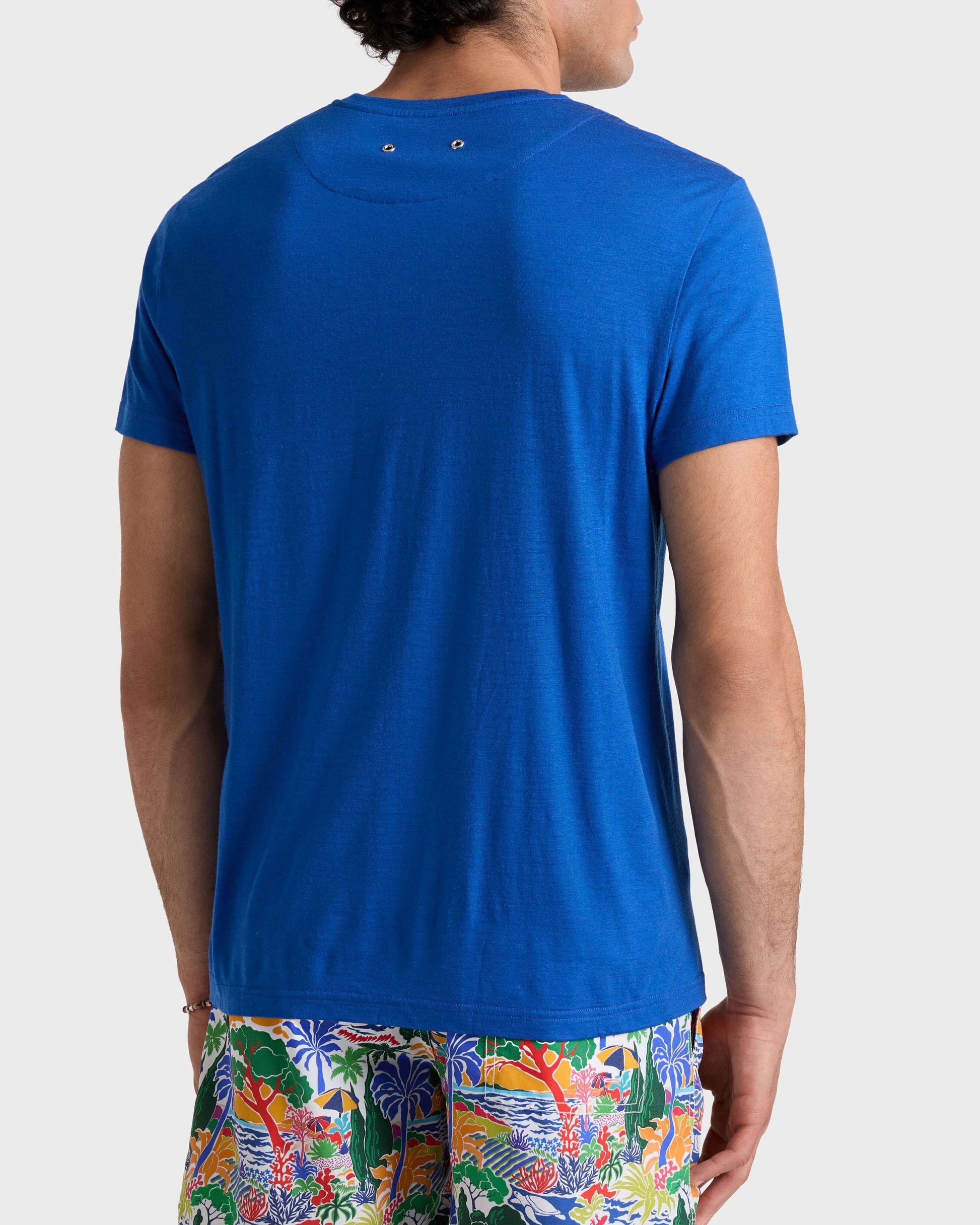 Vilebrequin Men Wool T-shirt Solid - Sea blue