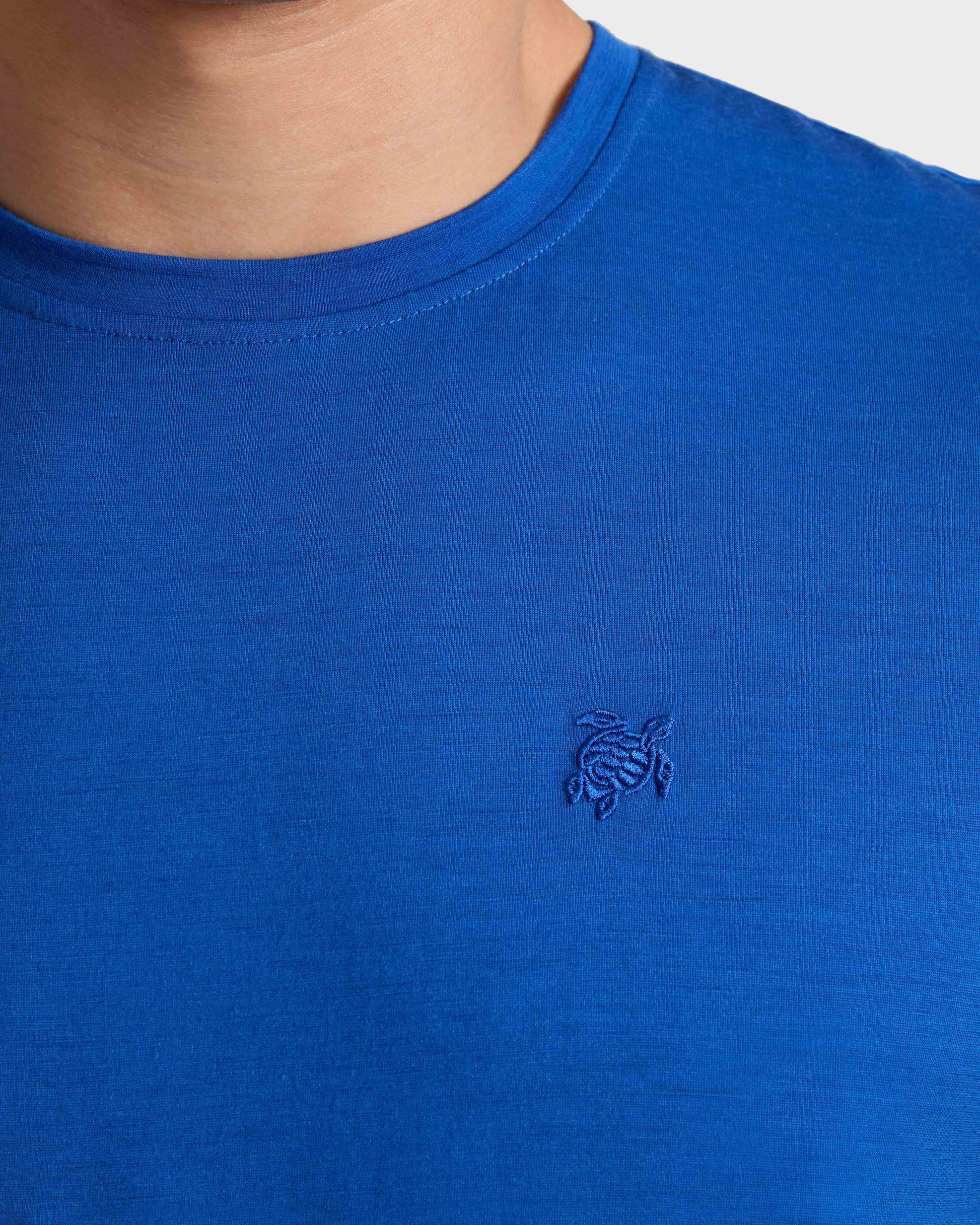 Vilebrequin Men Wool T-shirt Solid - Sea blue