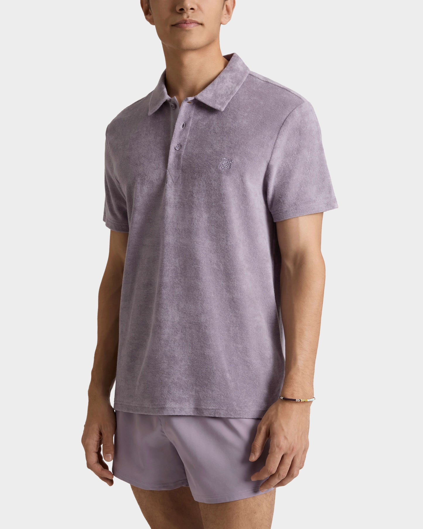 Vilebrequin Men Terry Polo Shirt Solid - Purple Ouragan