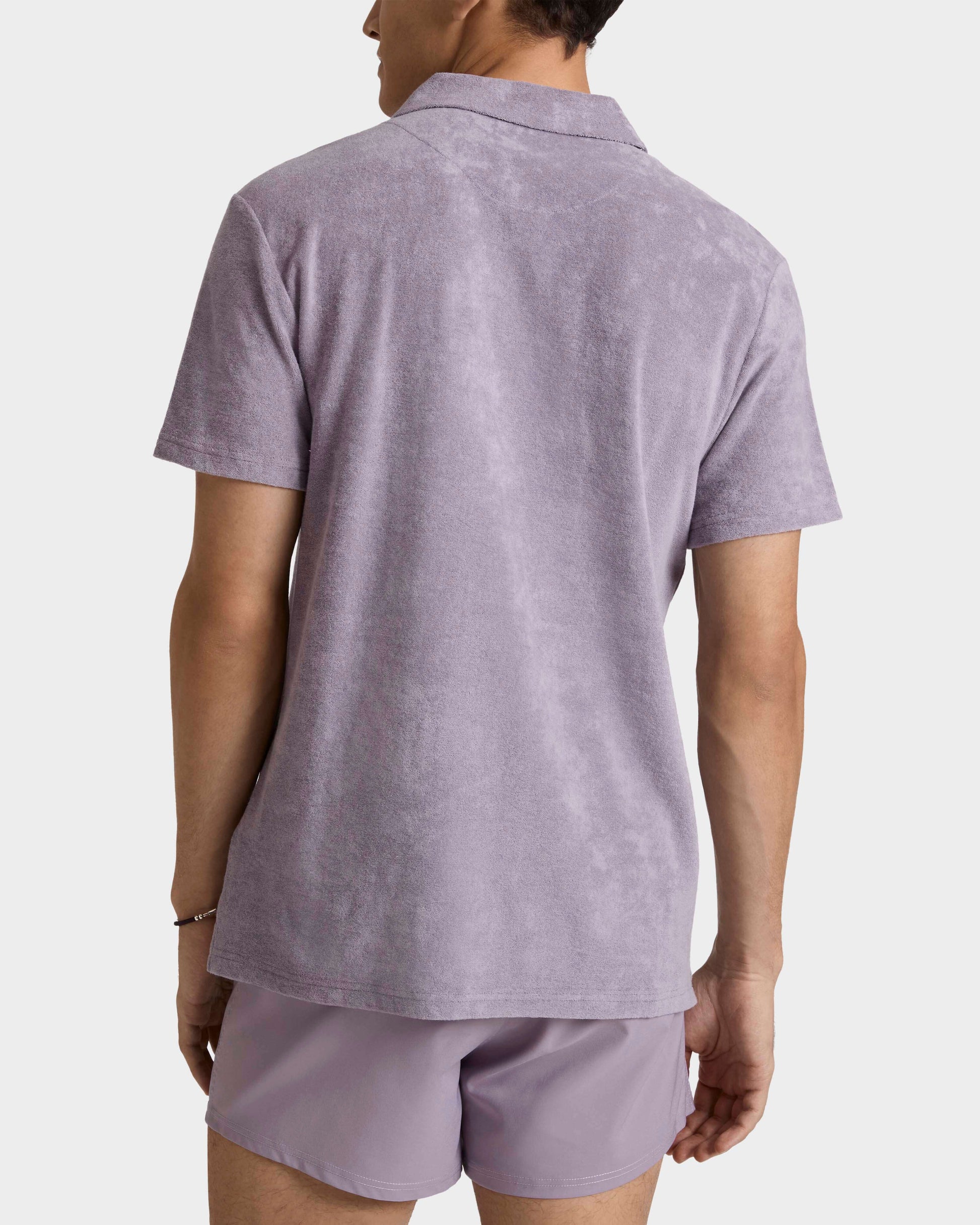 Vilebrequin Men Terry Polo Shirt Solid - Purple Ouragan