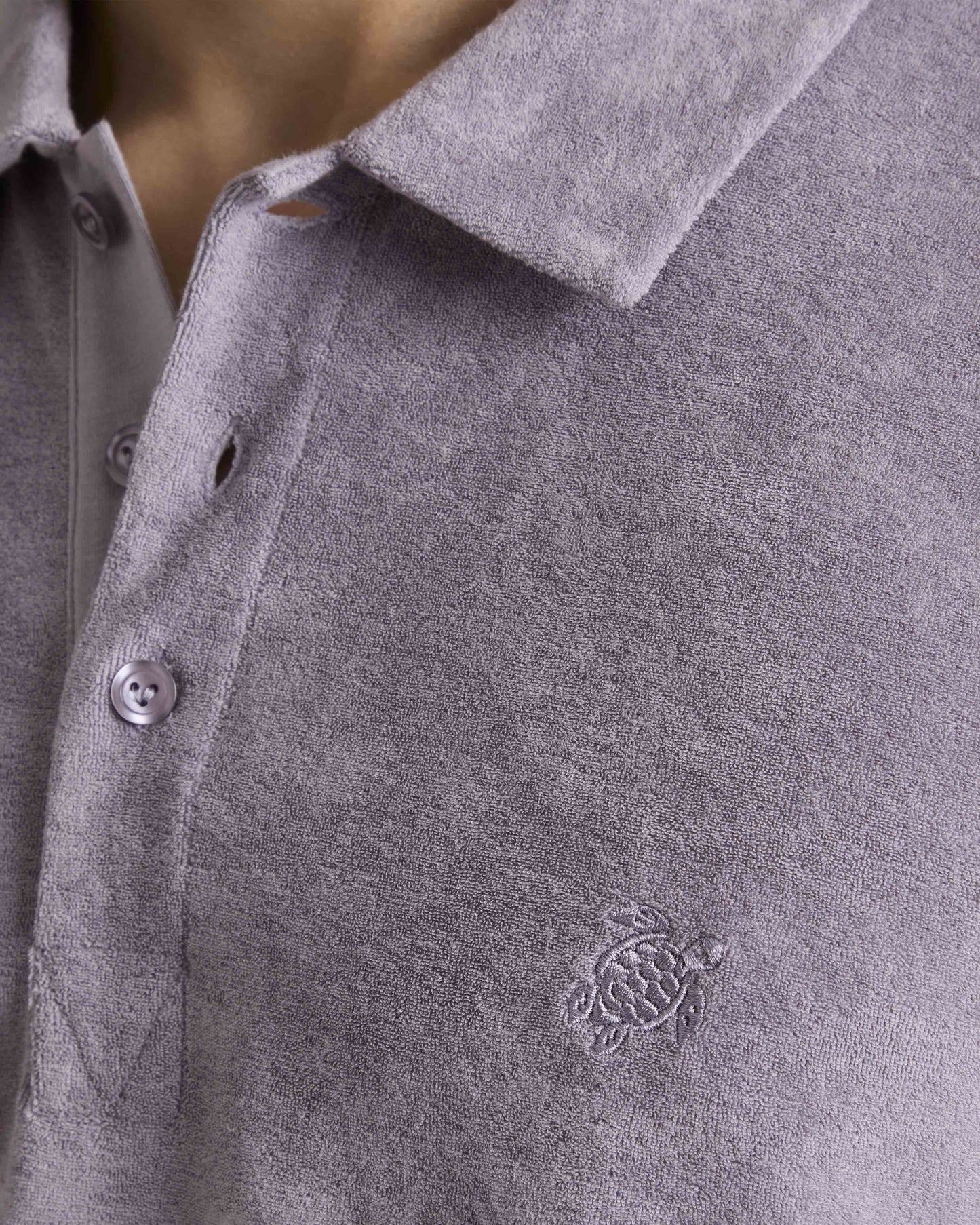 Vilebrequin Men Terry Polo Shirt Solid - Purple Ouragan
