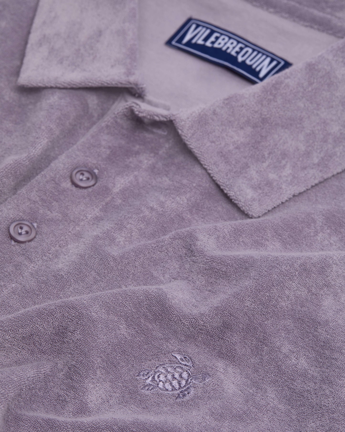 Vilebrequin Men Terry Polo Shirt Solid - Purple Ouragan