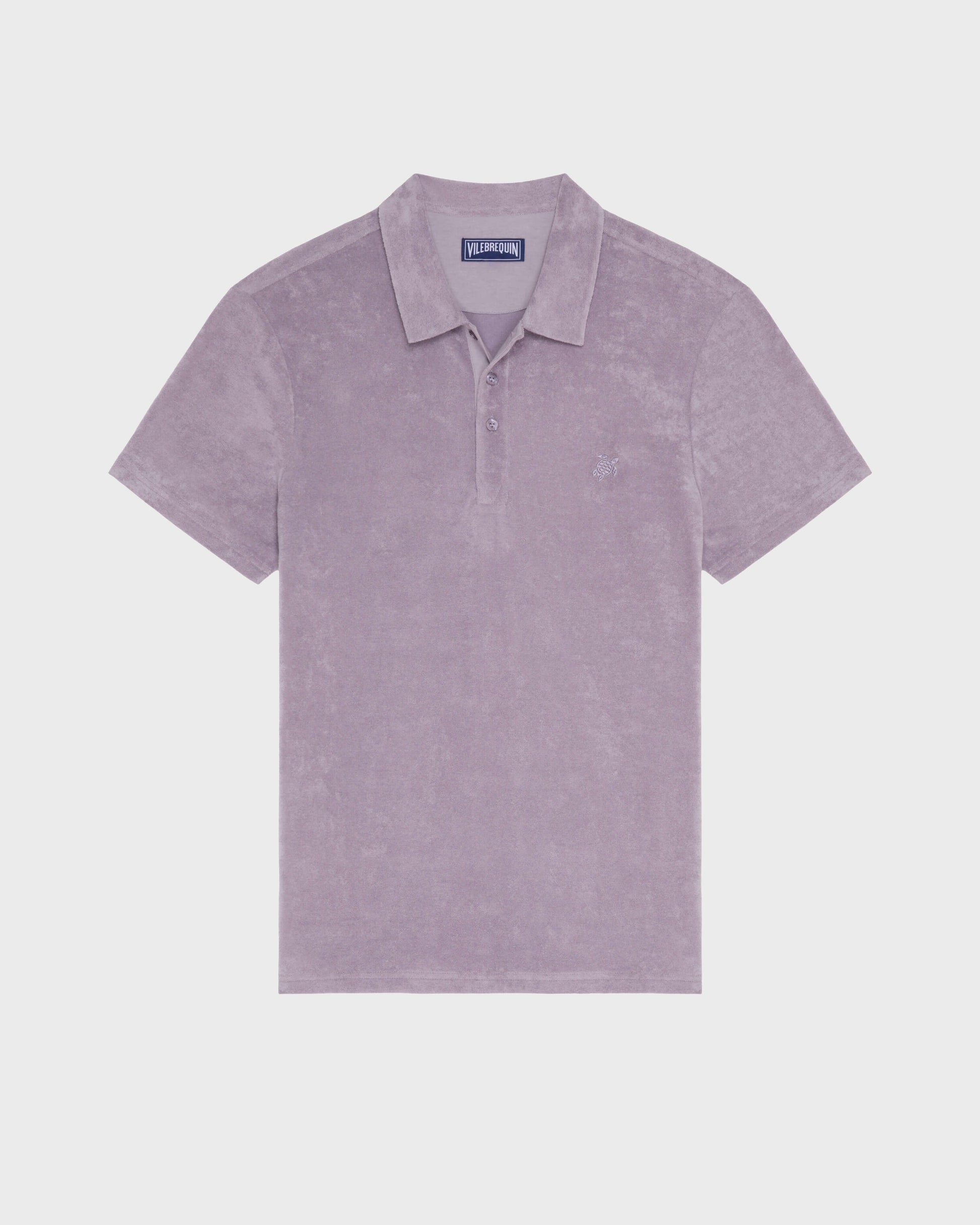 Vilebrequin Men Terry Polo Shirt Solid - Purple Ouragan