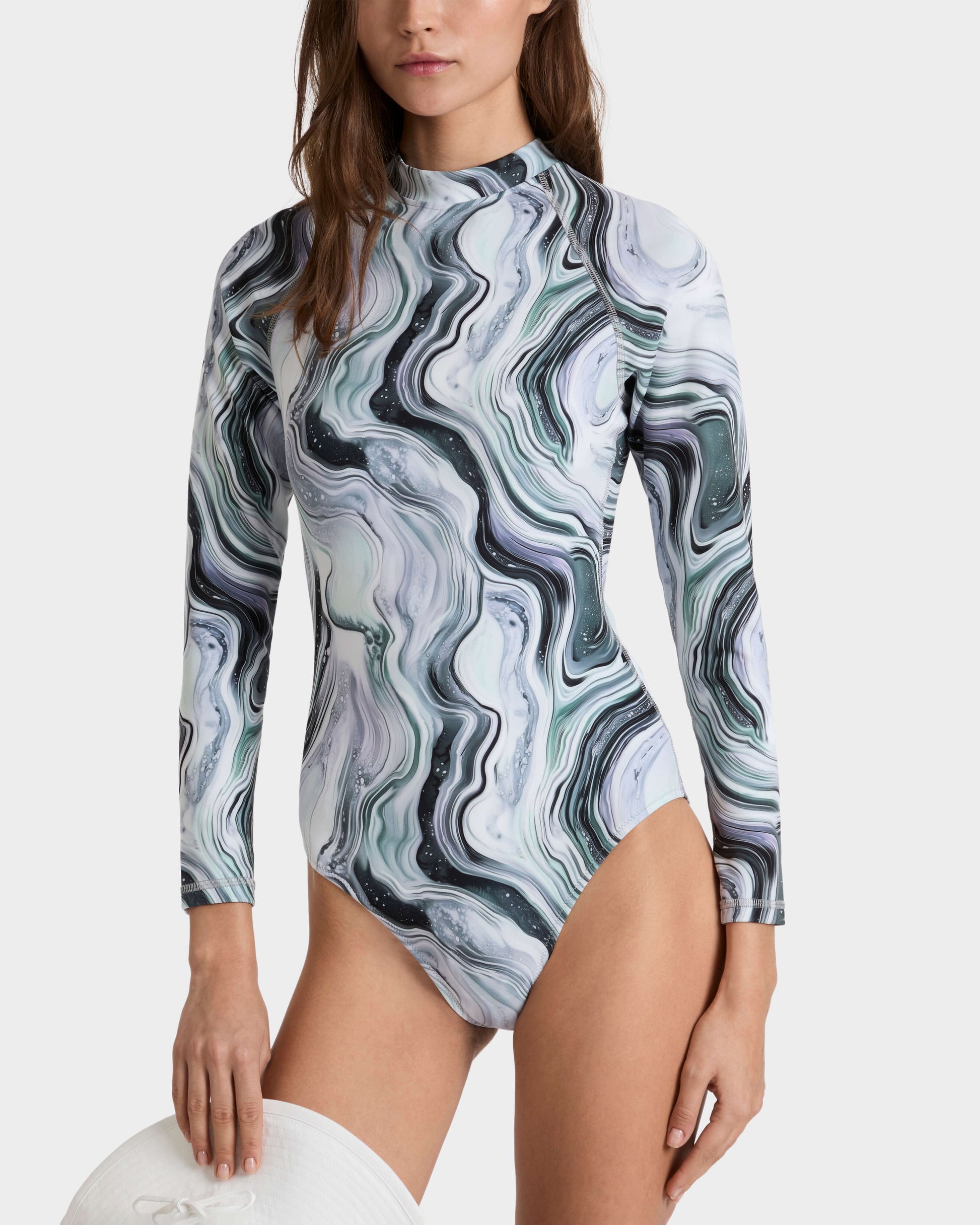 Vilebrequin Women One-piece UV Protection Rashguard Marble - White