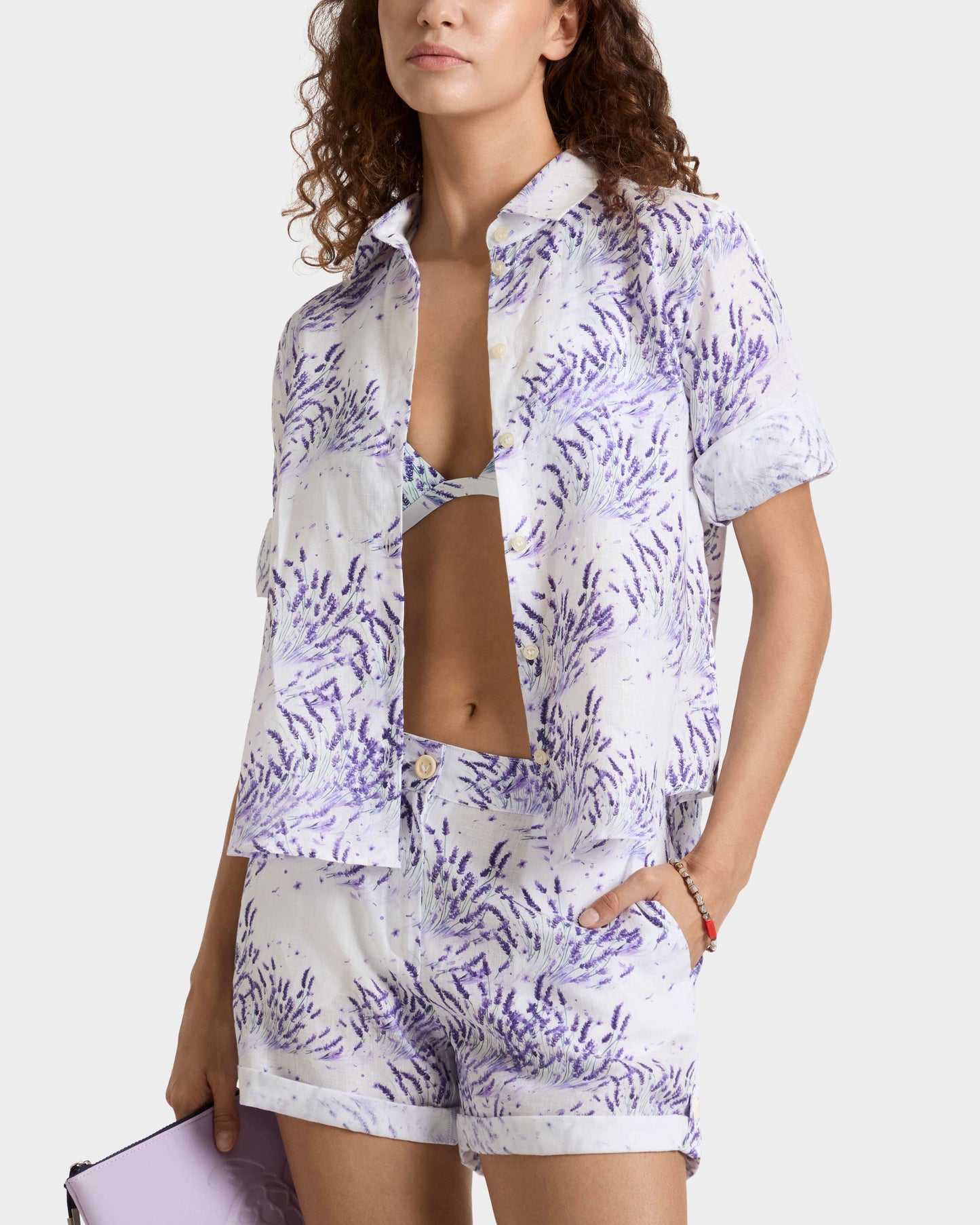 Vilebrequin Women Linen Shirt Lavender - White