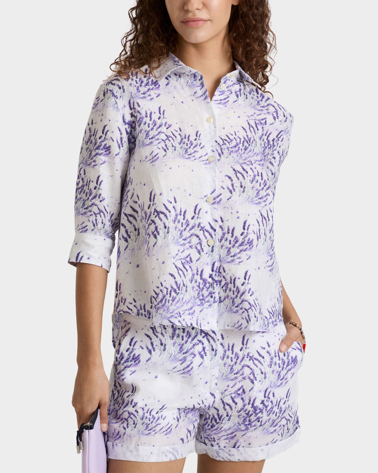 Vilebrequin Women Linen Shirt Lavender - White