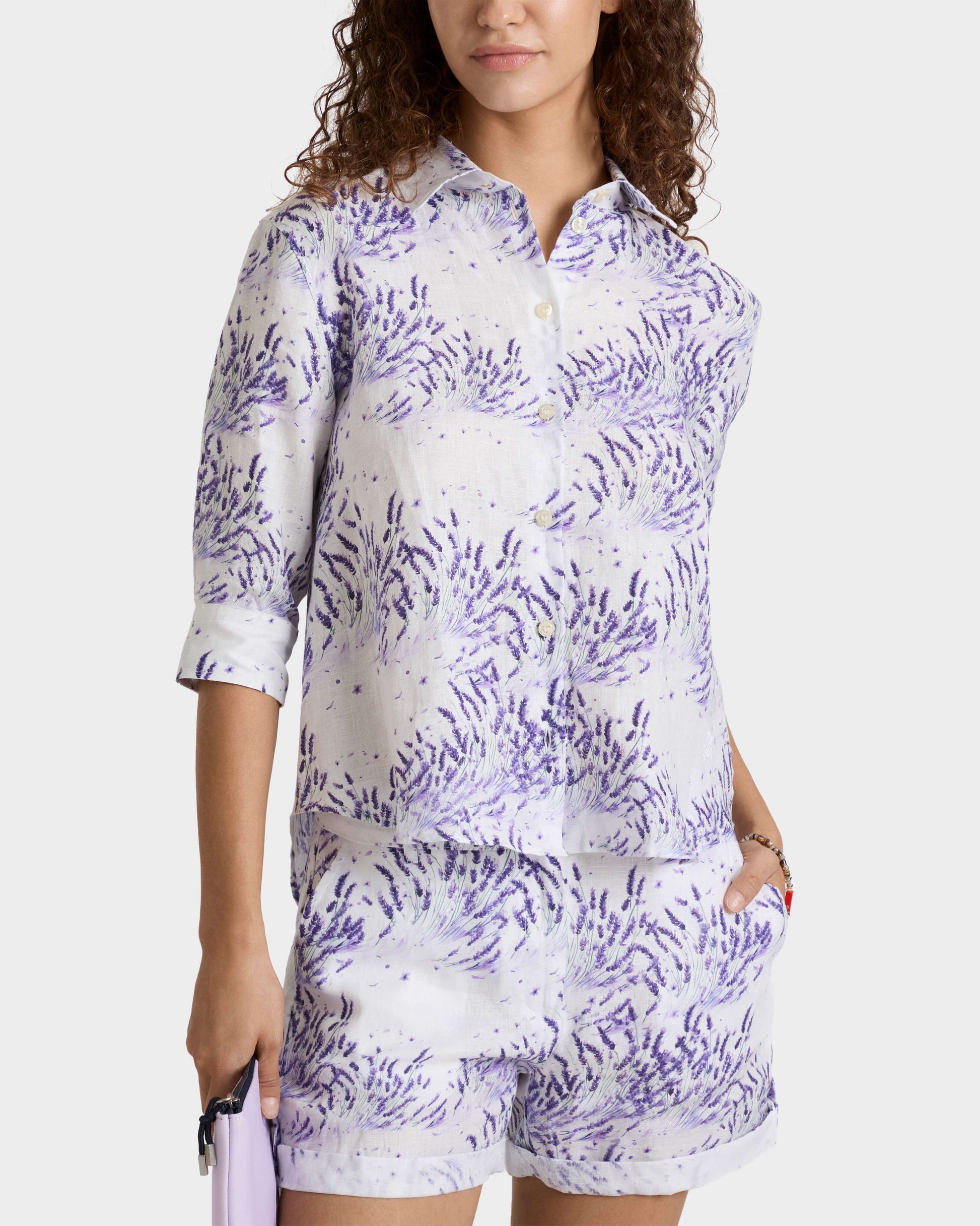 Vilebrequin Women Linen Shirt Lavender - White