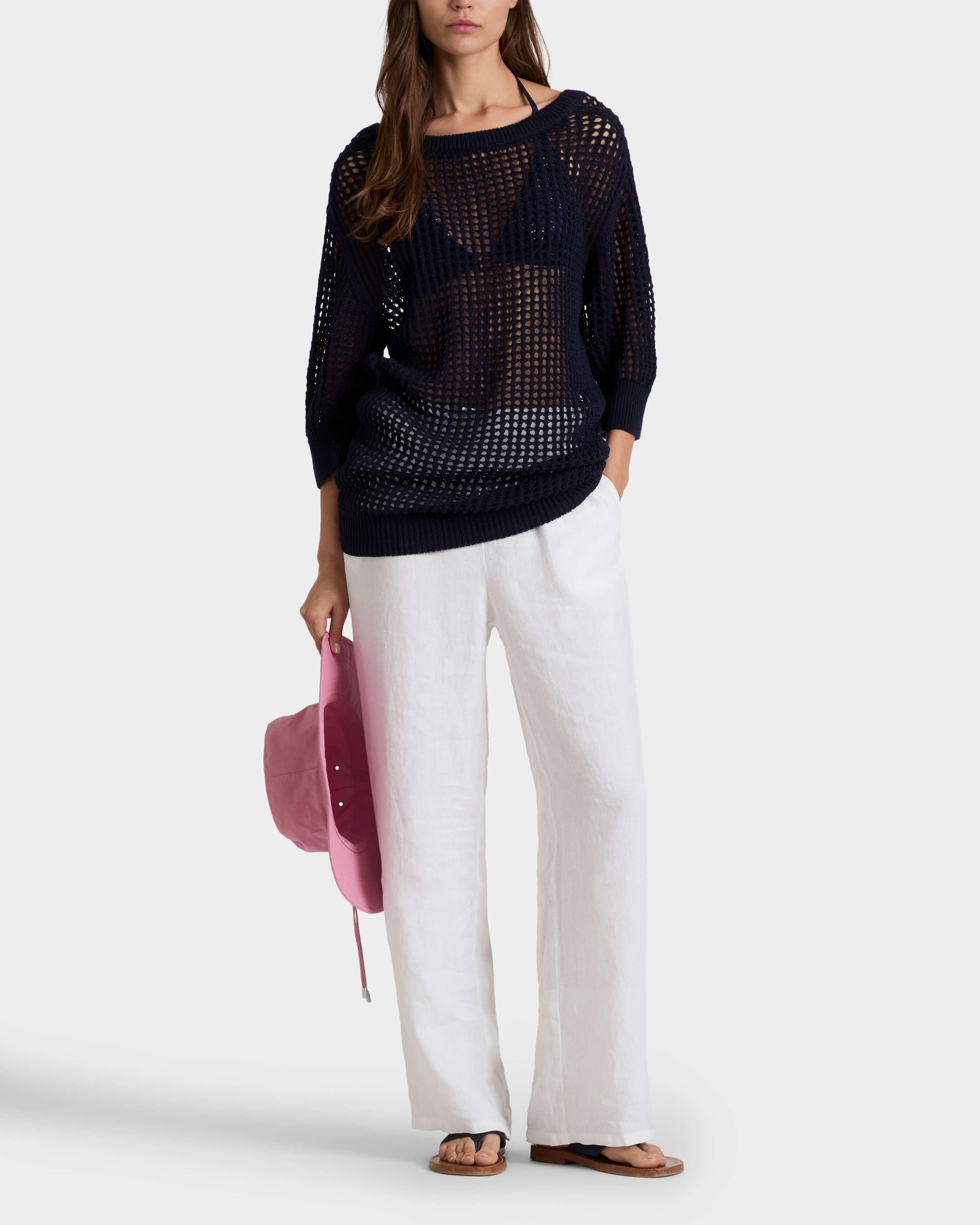 Vilebrequin Women Crochet Sweater Solid - Blue Navy