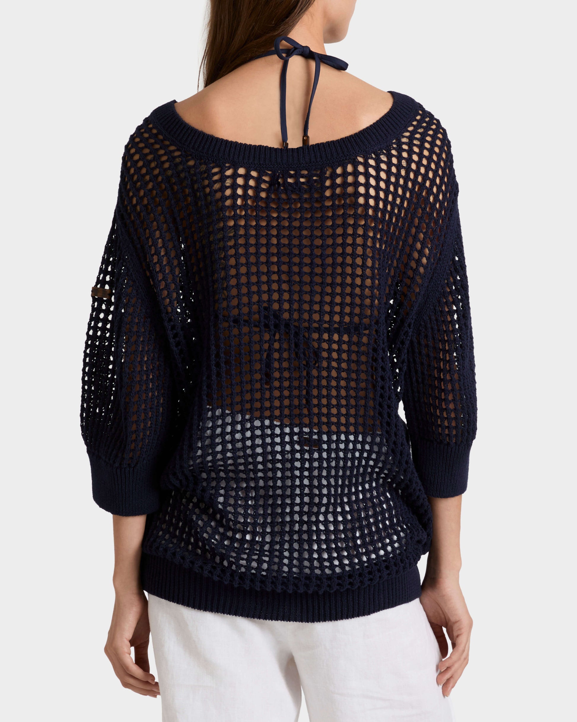 Vilebrequin Women Crochet Sweater Solid - Blue Navy