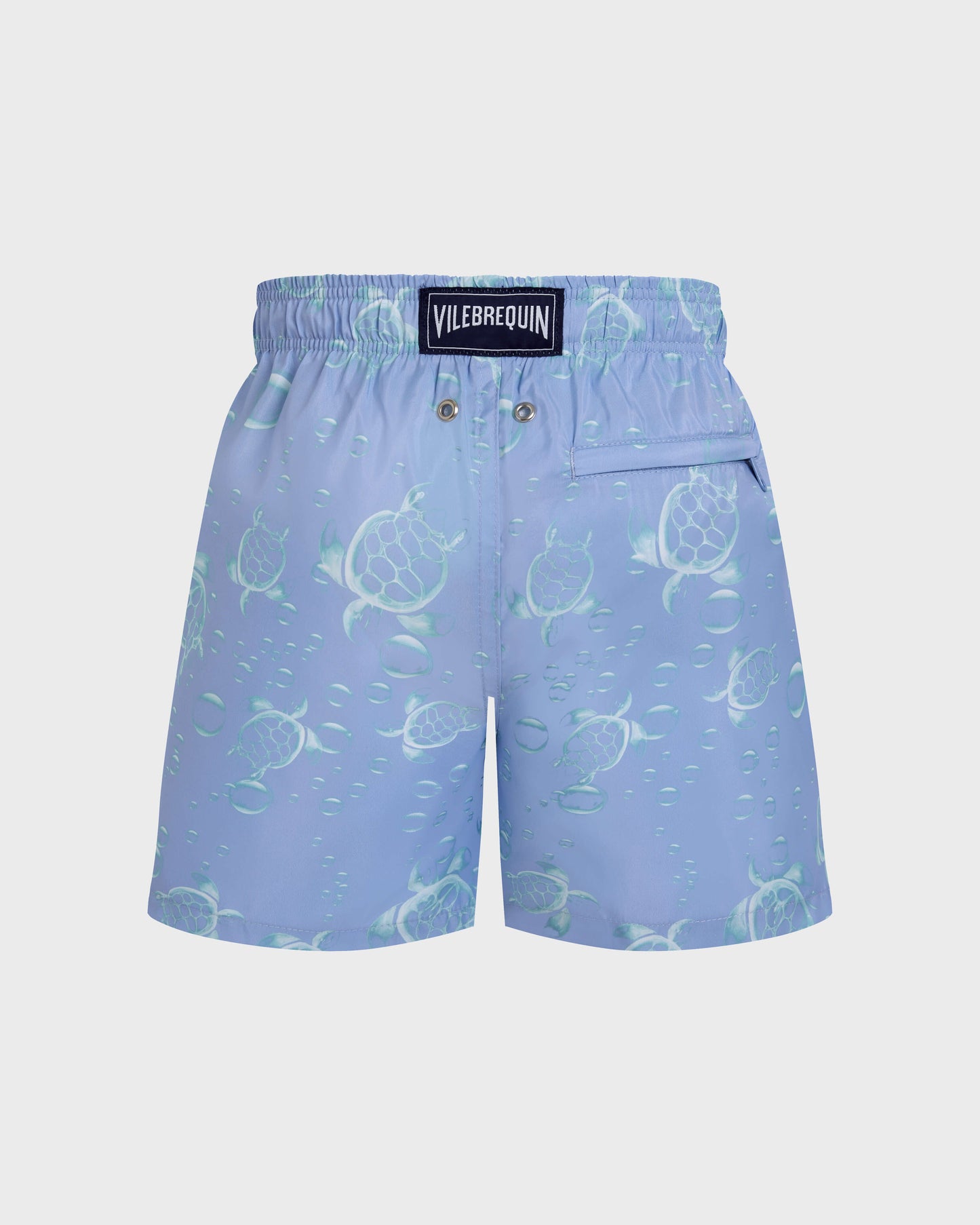 Vilebrequin Boys Boys Ultra-light and packable Swim Trunks Bubbles Turtles 3D - Blue Cloudy