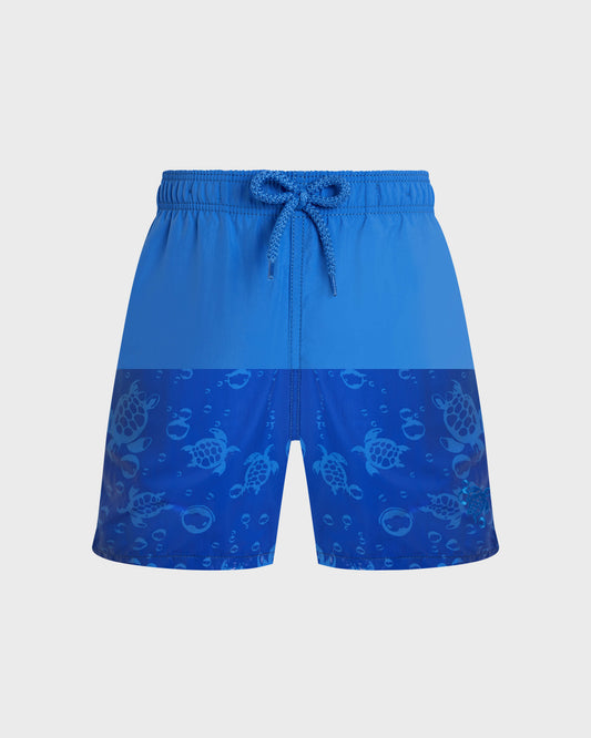 Vilebrequin Boys Boys Swim Trunks Water-reactive Bubble Turtles 3D - Blue Earthenware
