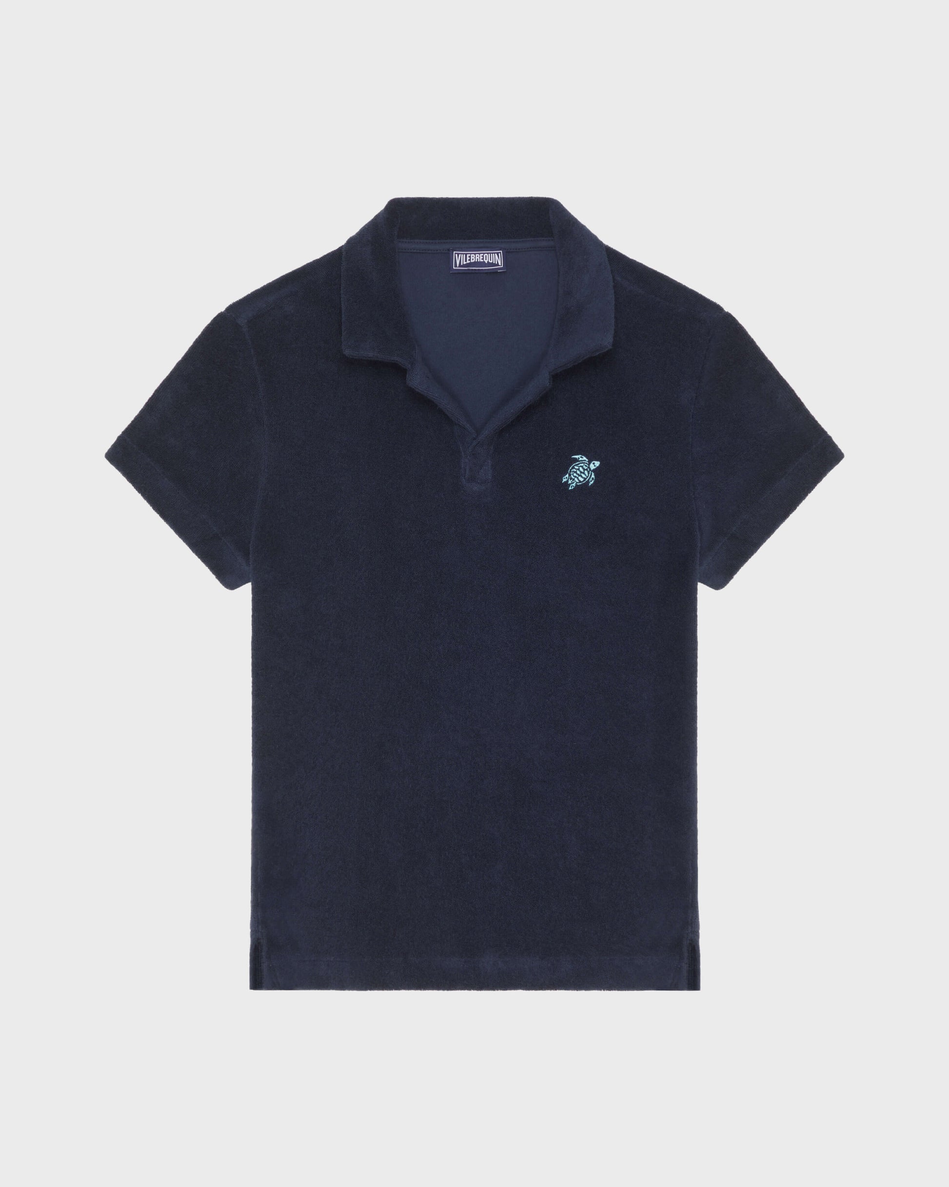 Vilebrequin Boys Boys Terry Polo Embroidered Turtle - Blue Navy