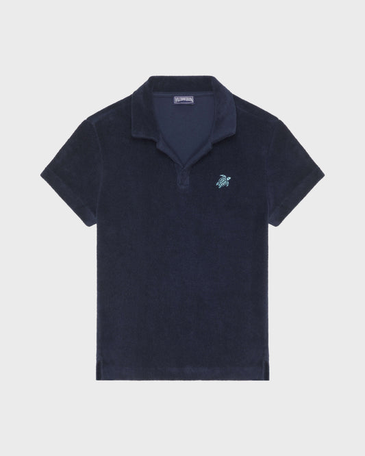 Vilebrequin Boys Boys Terry Polo Embroidered Turtle - Blue Navy