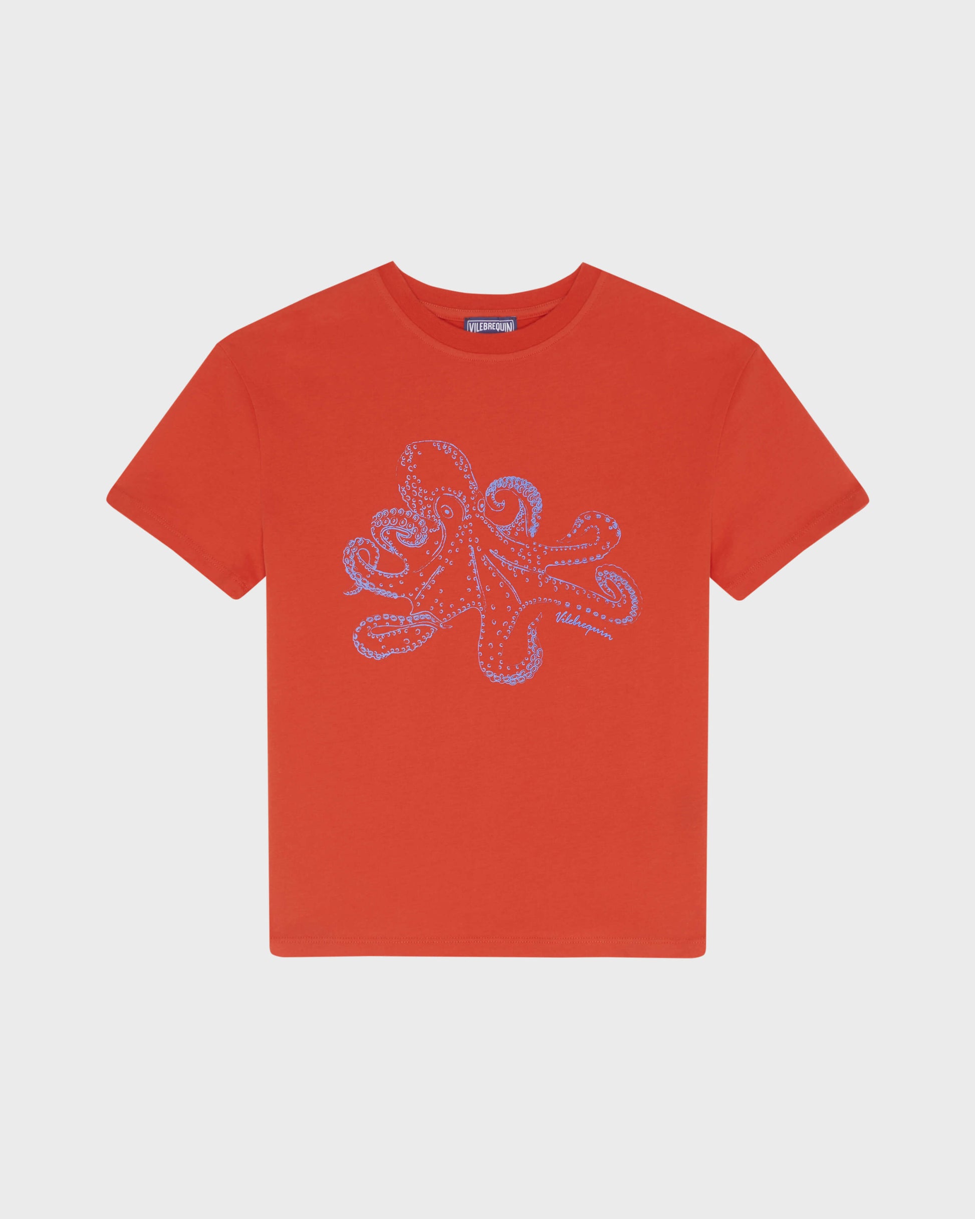 Vilebrequin Boys Boys Organic Cotton T-shirt Octopus - Poppy red