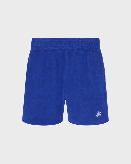 Vilebrequin Boys Boys Terry Bermuda Shorts Embroidered Turtle - Blue Marrakech