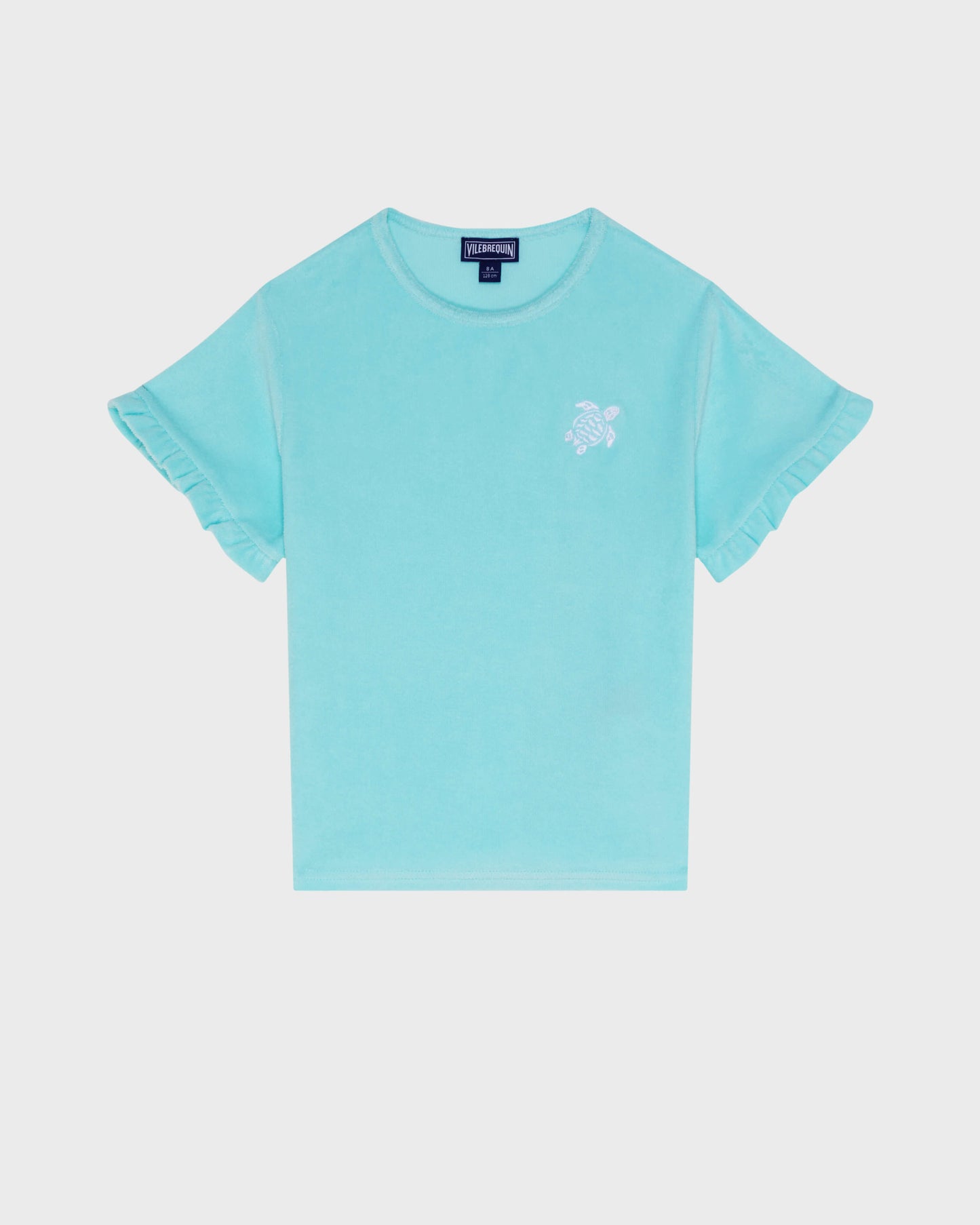Vilebrequin Girls Girls Terry T-shirt Embroidered Turtle - Blue Oxygene