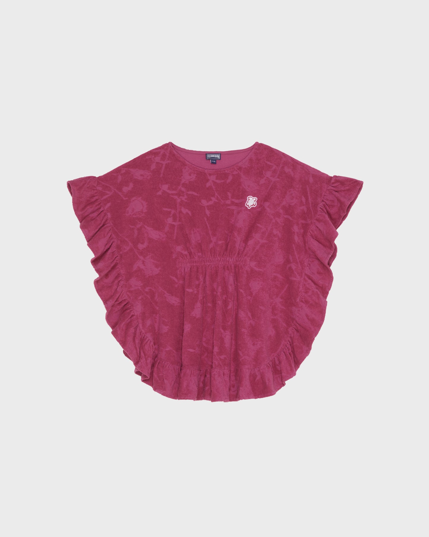Vilebrequin Accessories Girls Jacquard Roses Terry Poncho - Red Crimson purple