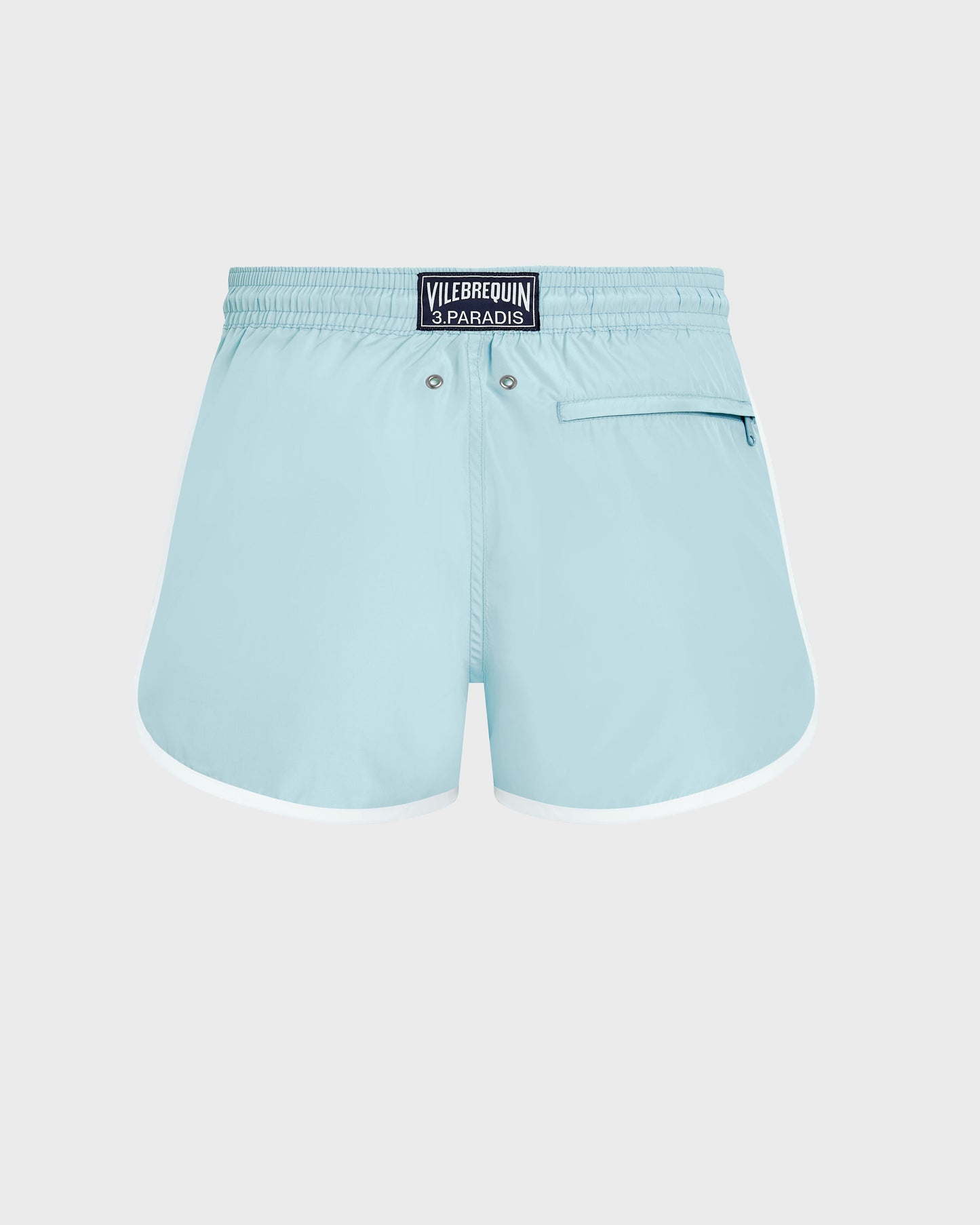 Vilebrequin Men Swim Trunks Dove Placed Embroidery - VBQ x 3.PARADIS - Frosted blue