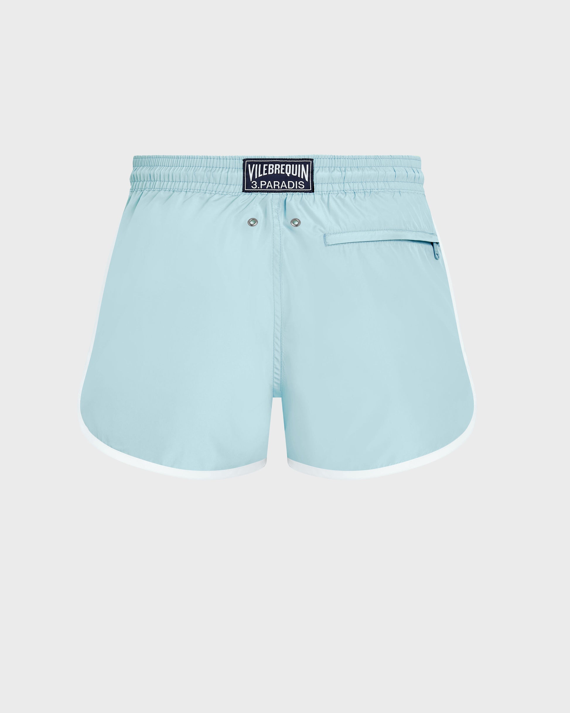 Vilebrequin Men Swim Trunks Dove Placed Embroidery - VBQ x 3.PARADIS - Frosted blue