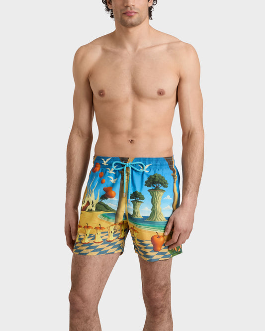Vilebrequin Men Swim Trunks Eden - VBQ x 3.PARADIS - Blue Santorini